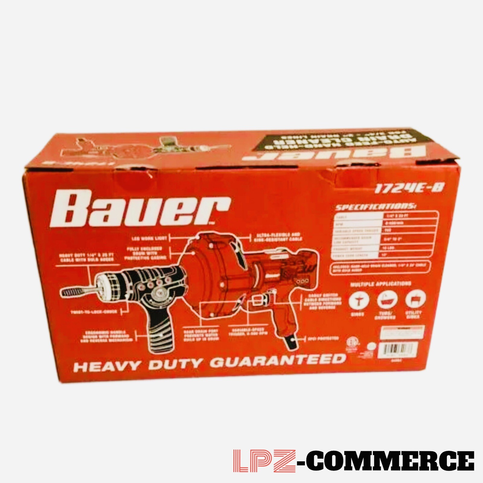 BAUER 23 ft. Automatic Feed Handheld Electric Drain Cleaner 64063
