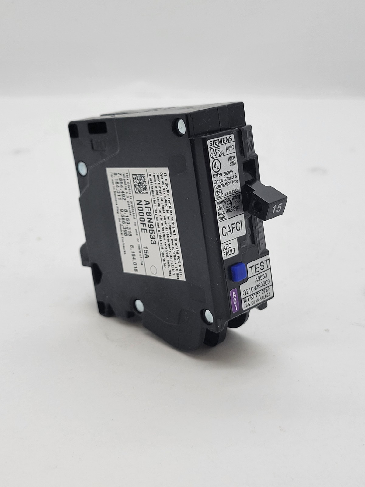 10PC Siemens QA115AFCN Plug-In Circuit Breaker 15A 1P 120V 10KA QAF2N CAFCI