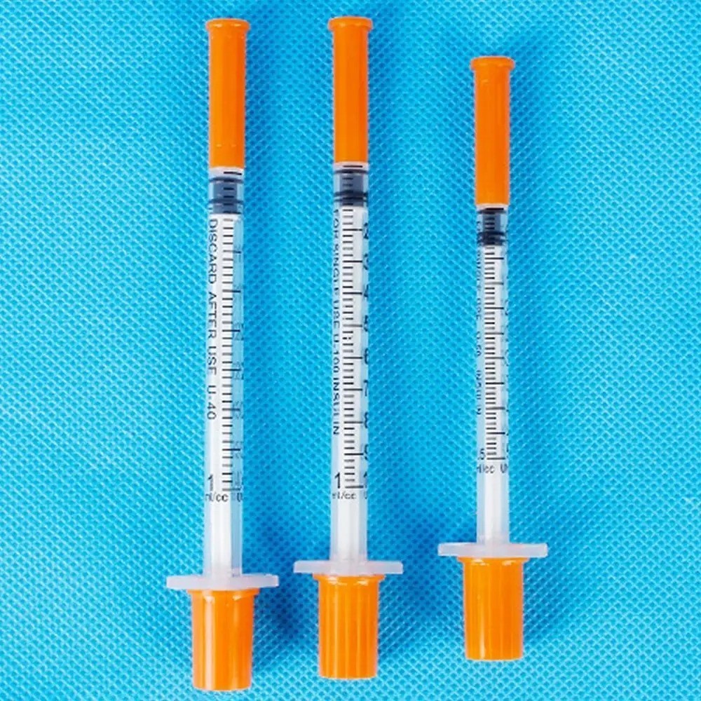 1ml/cc. 10pcs Manual Push Syringe Feeding Device Straight Tip Needle Plastic