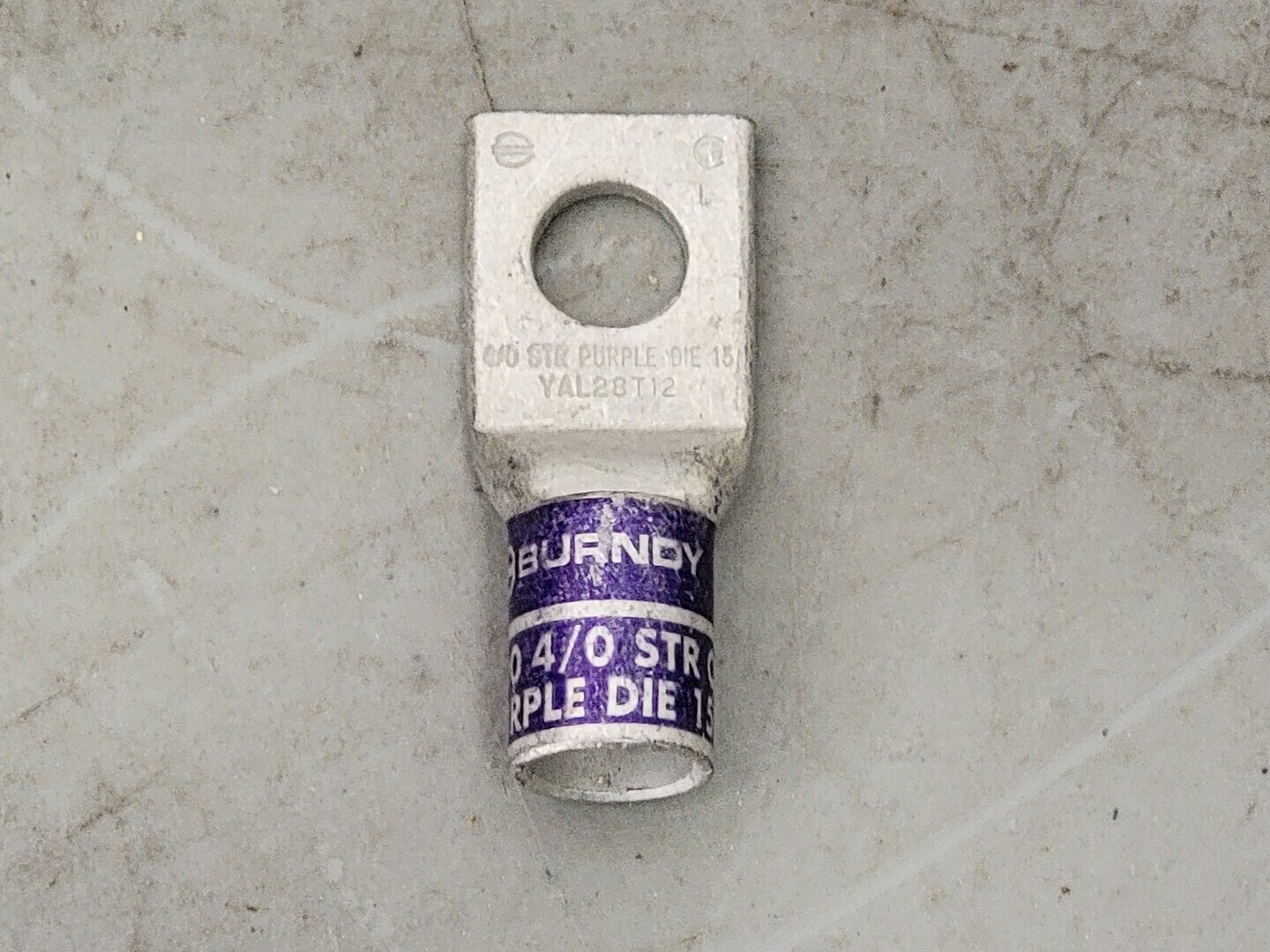 SURPLUS NEW Burndy YAL28T12 4/0 AWG 1 Hole Compression Lug Purple Die 15 (Box