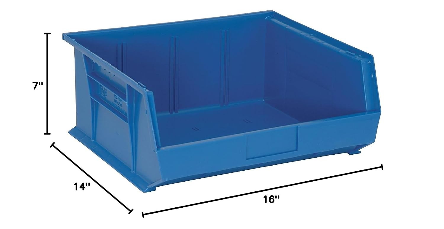 K-QUS250BL-2 2-Pack Stack & Hang Plastic Bin Storage Containers 14″ x 16″ x 7″