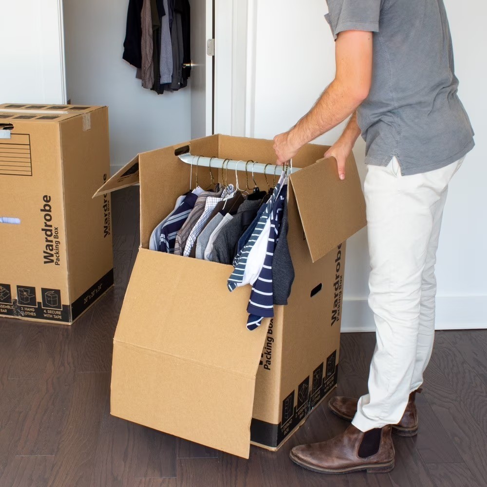 Large Wardrobe Box for Moving and Storage 20x20x34 Inches Heavy Duty Kraft