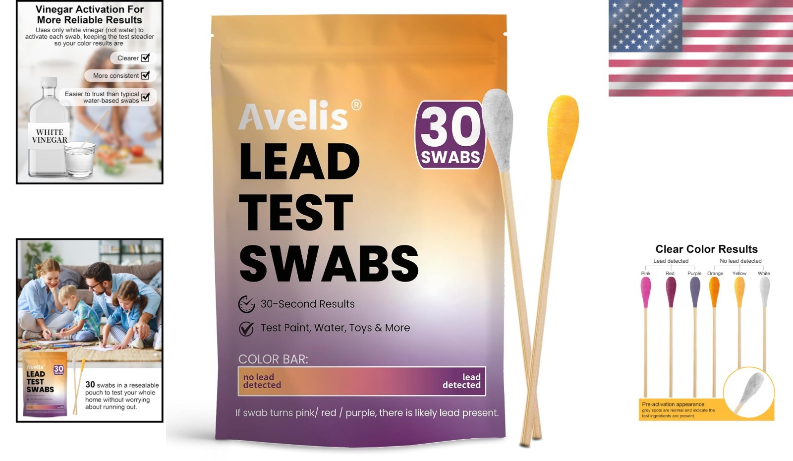 30 PCS Lead Kit for Dishes, Lead Testing Swabs for Paint & Jewelry,