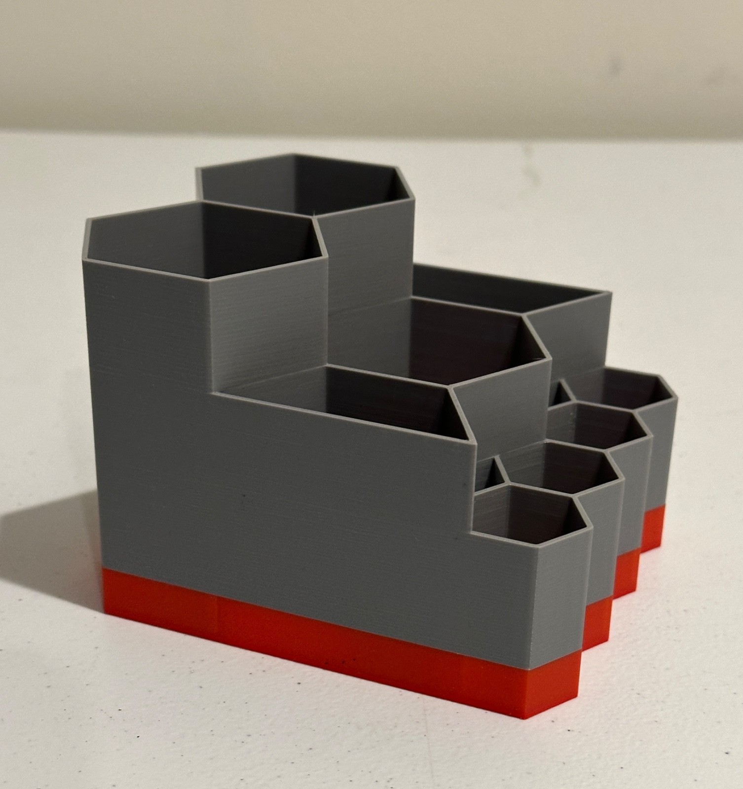 Two Tone Geometric Organizer for Office, Workshop, Kitchen, Sewing Room-Gray/Red