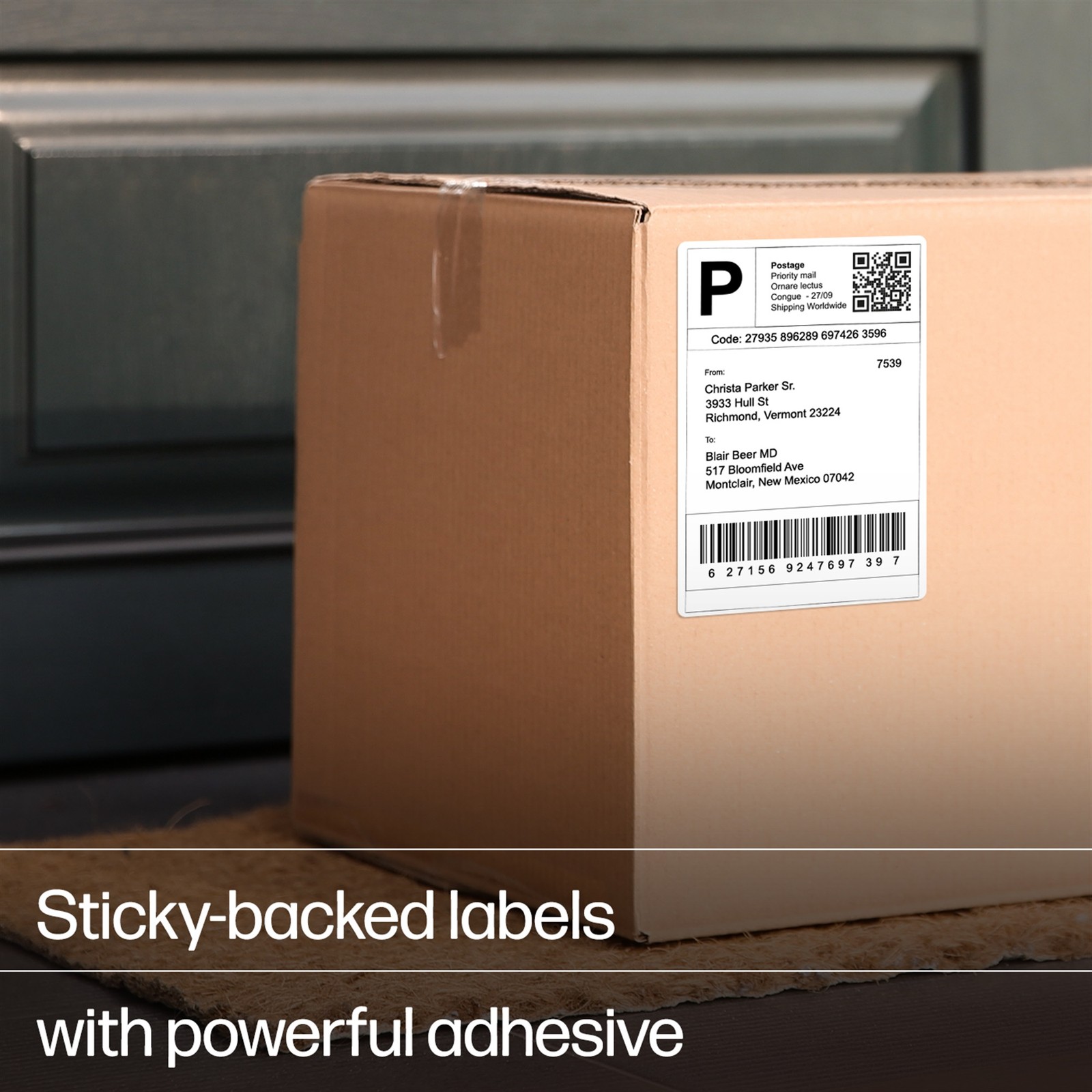 HP 4×6 Direct Thermal Shipping Labels, 500 Labels on 2 Rolls for Label Printers