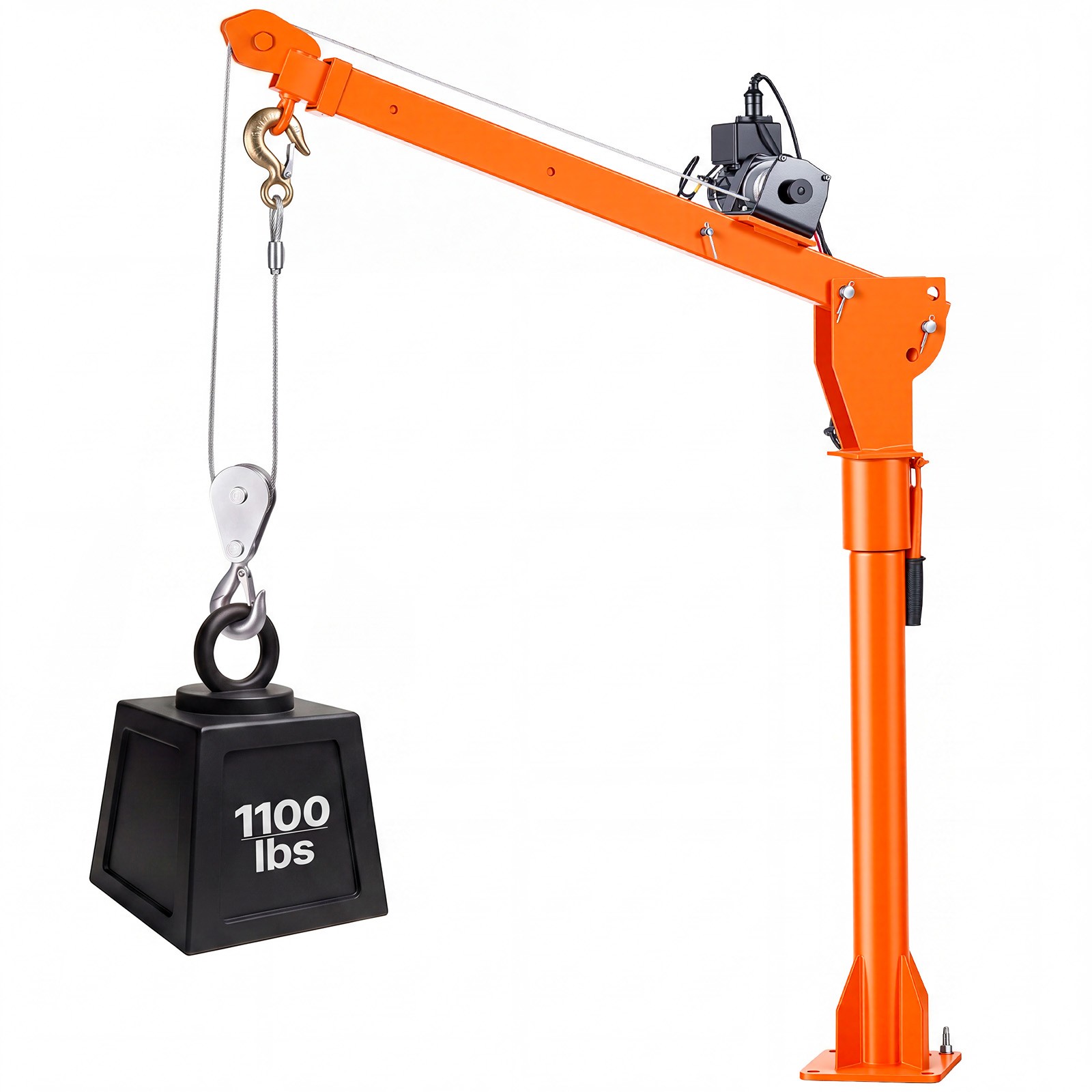VEVOR Electric Pickup Truck Crane 1100 lbs Winch Steel Foldable Lumber Lifting