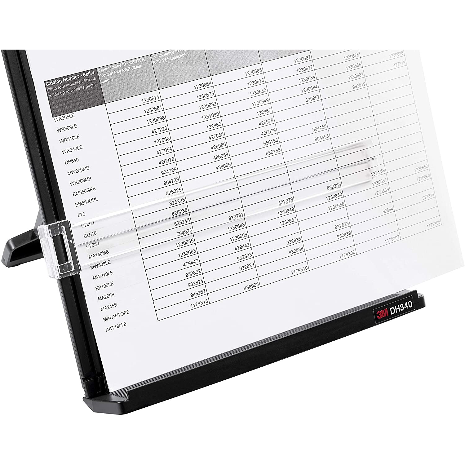 3M Desktop Document Holder (DH340MB): 3.375 in. x 12.0 in. / up to 150 sheets (B