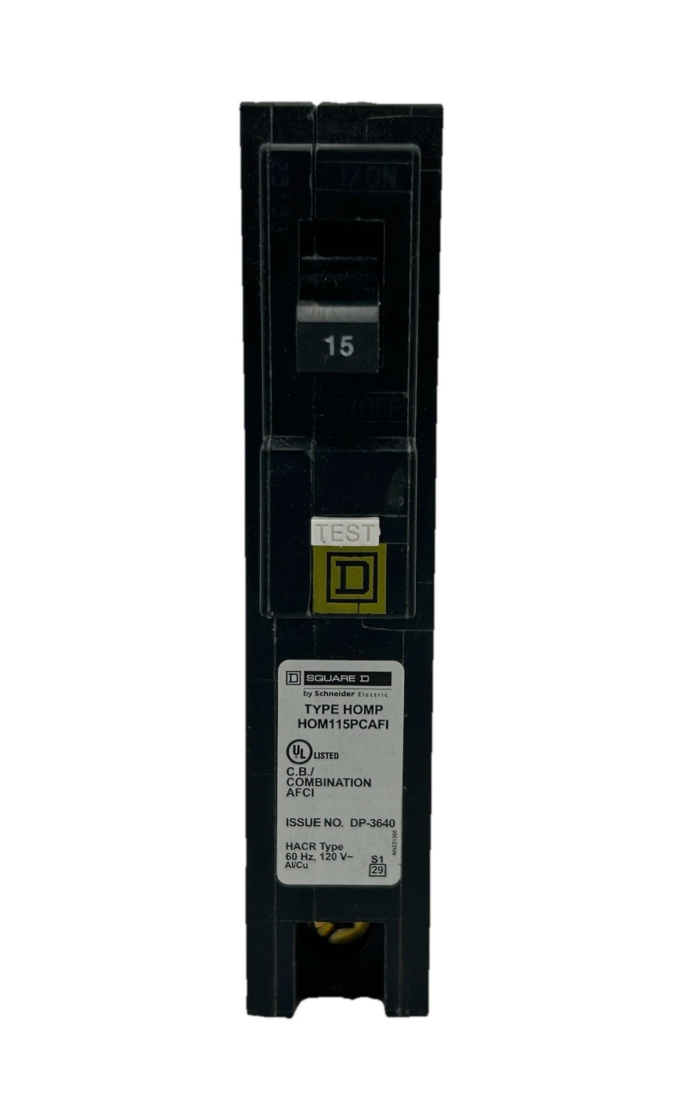 NEW Square D HOM115PCAFI Plug-On Neutral 15 Amp 1 Pole Circuit Breaker