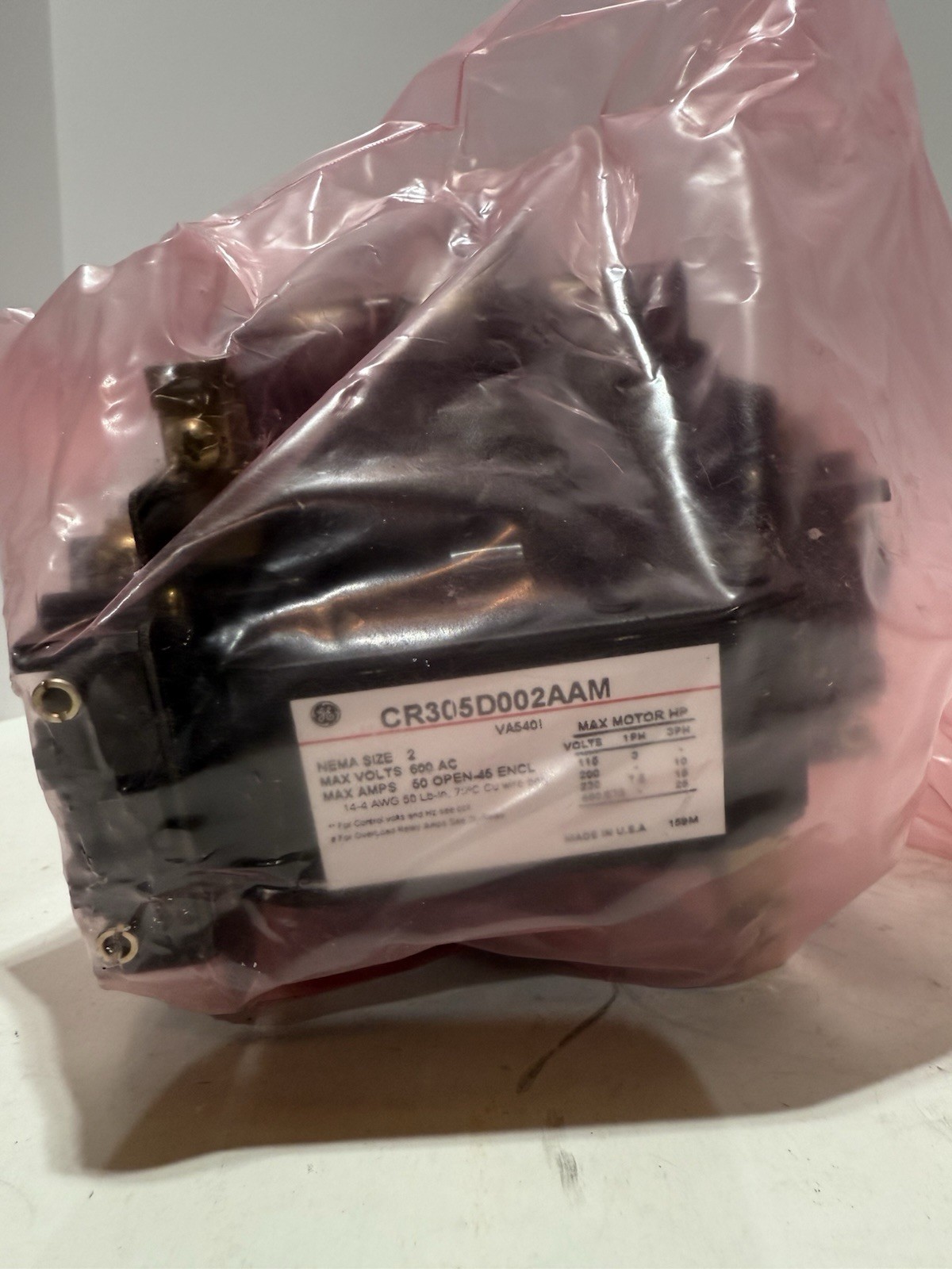 GENERAL ELECTRIC CR305D002AAM Nema Size 2 Magnetic Contactor 600AC V NEW IN BOX