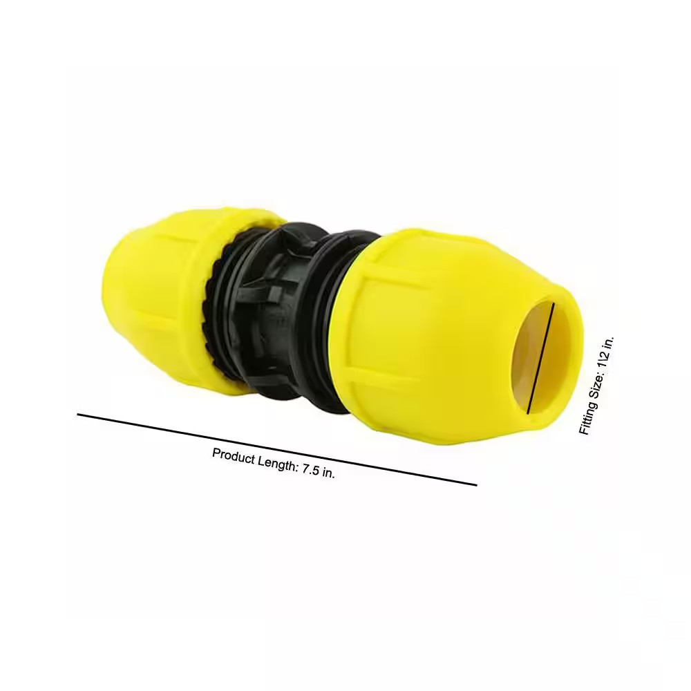 NEW Durable Underground Yellow Poly Gas Pipe Coupler 1/2in IPS DR 9.3