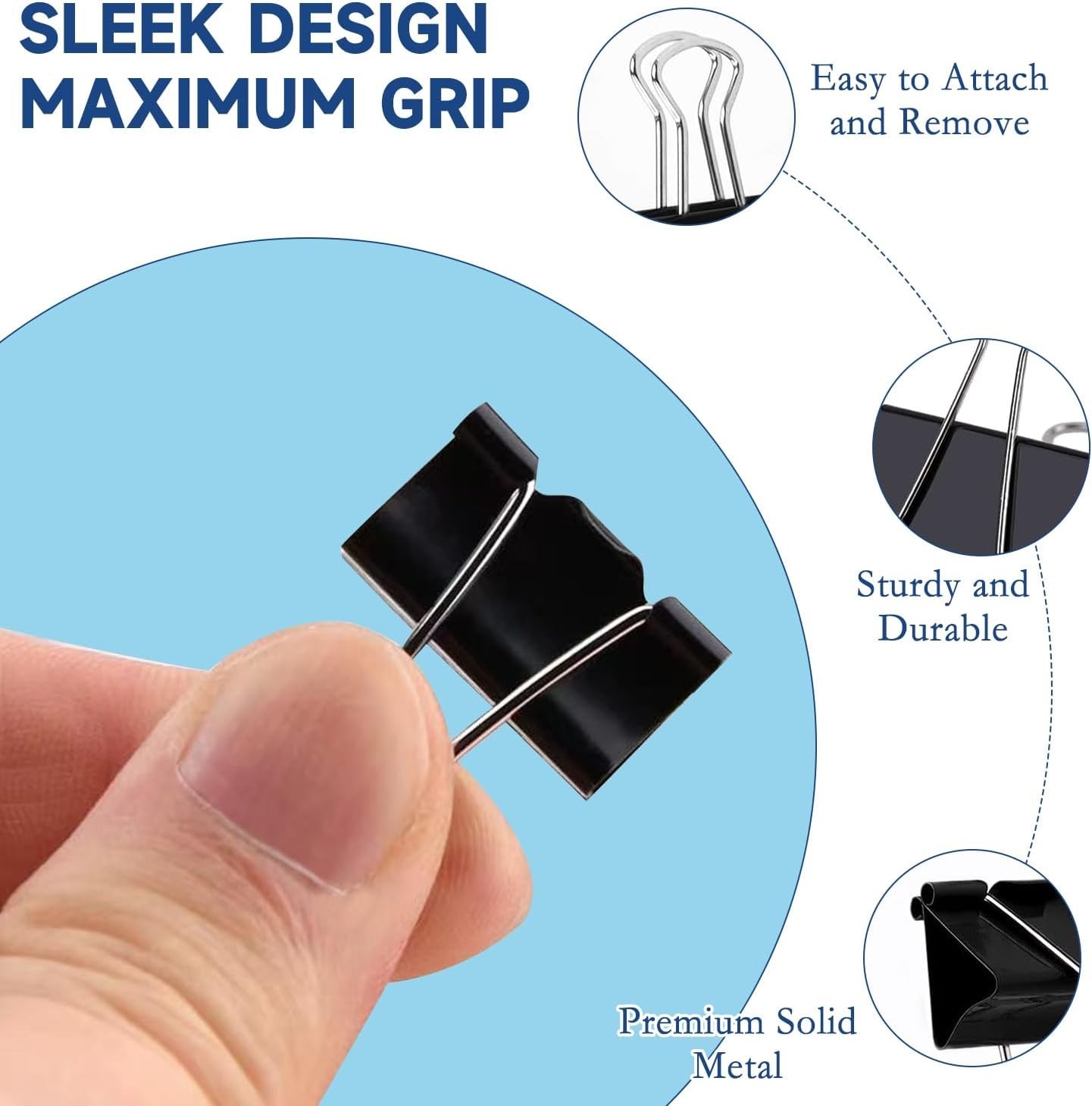 240 Pack Mini Binder Clips, Black Binder Clips, Small Paper Clips 15mm 5/8 Inch