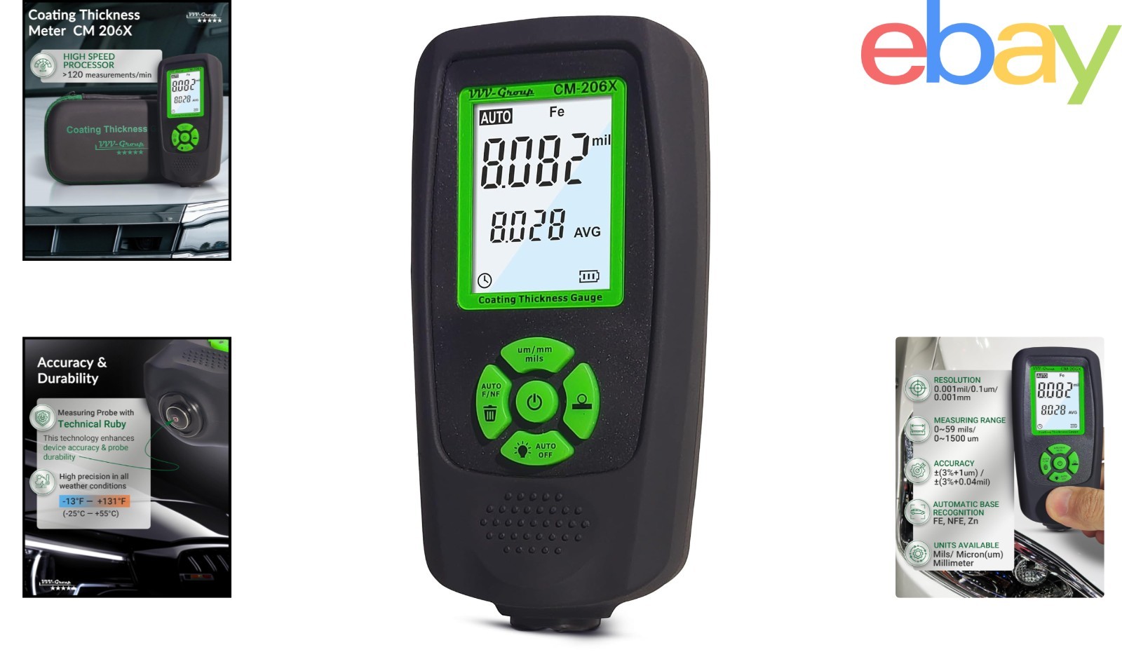 Automotive Paint Thickness Gauge for Coating Measurement with Auto Detection
