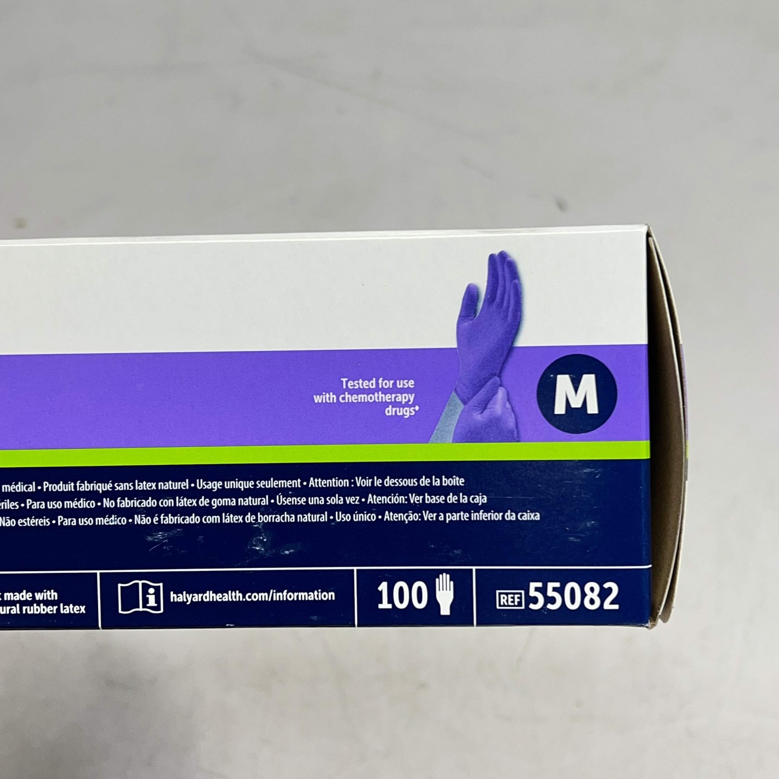 HALYARD (2 PACK, 100 GLOVES EACH) Exam Gloves Unisex Sz M Purple 55082 BB 04/30