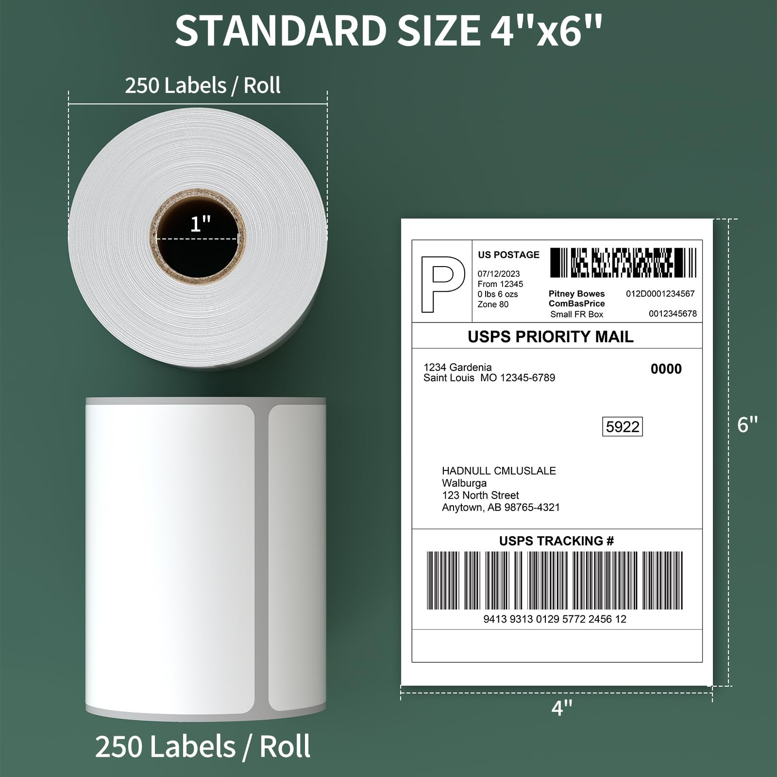 BESTIKER [5000Labels] 4″x6″ Shipping Label 250 Labels / Roll, 250 X 20