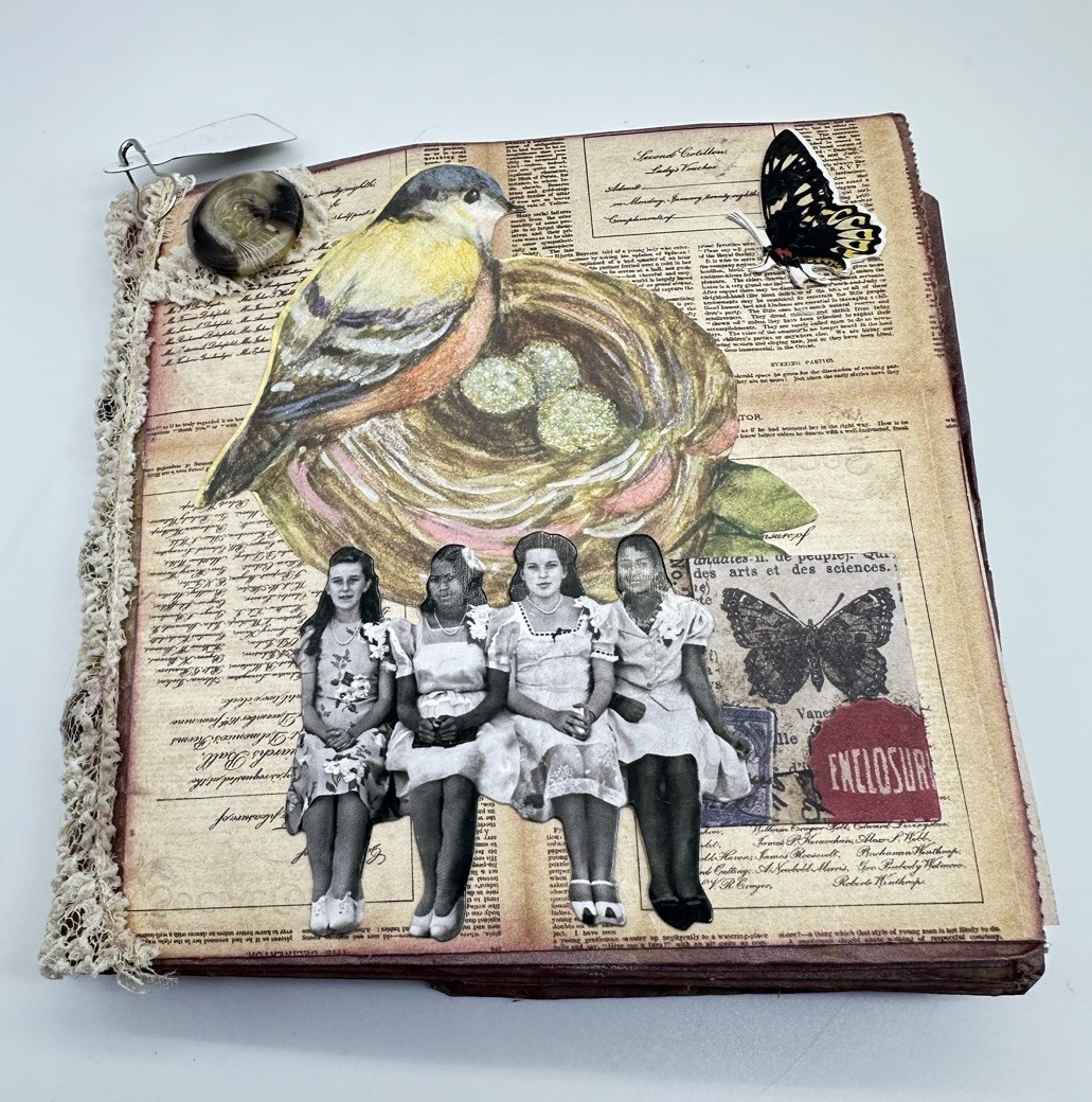 Hand Made Junk Journal Birds Nest And Butterfly Theme Coffee Dyed Paper