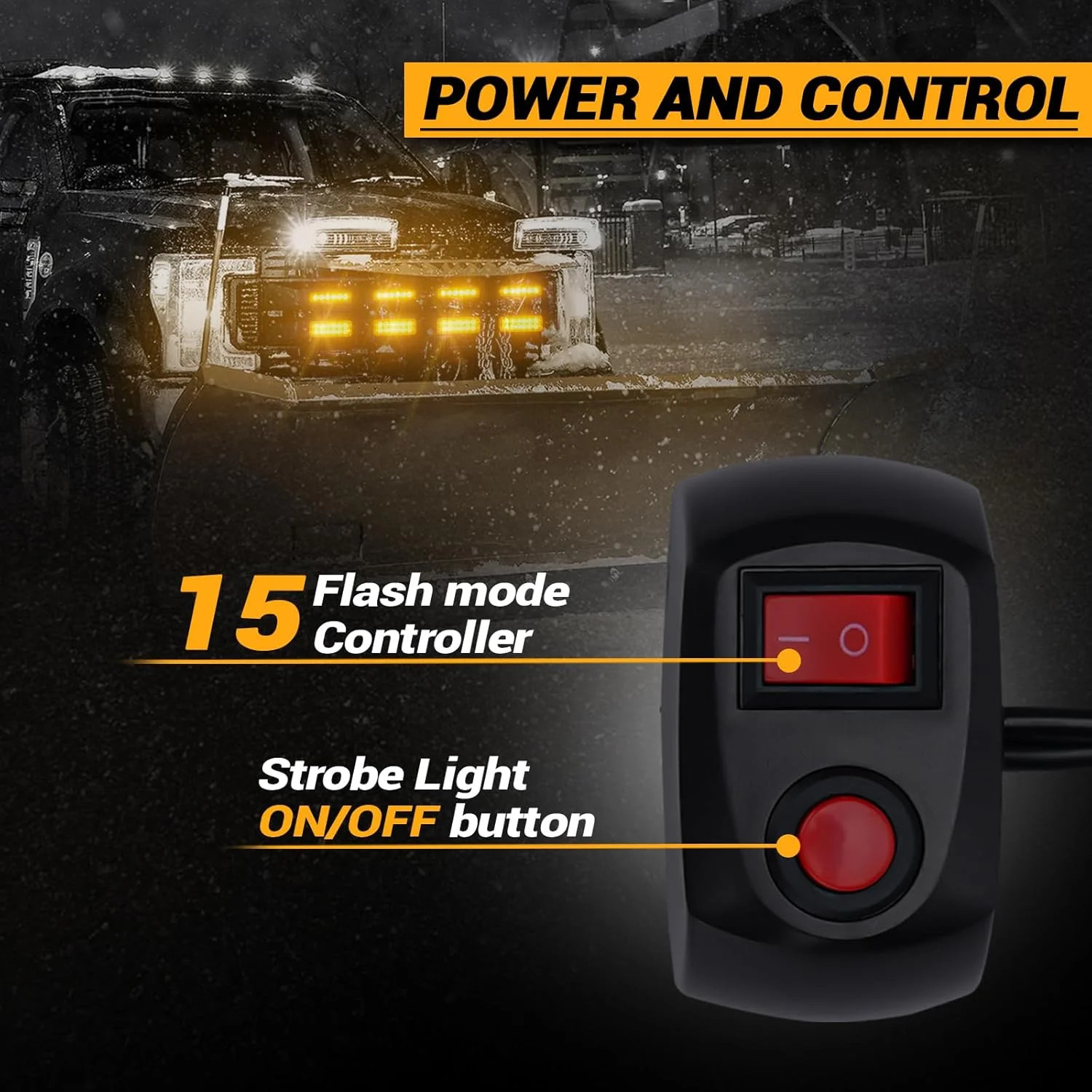 8PCS Ultra Slim LED Strobe Lights Amber White Warning Flashing Kit for Trucks