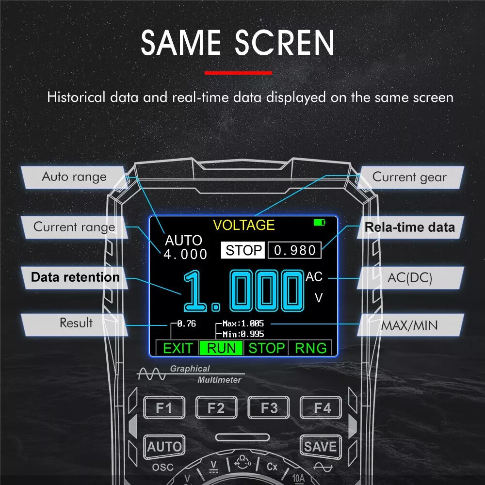 2-in-1 Digital Display Oscilloscope Multimeter Handheld Oscope Meter 1mhz