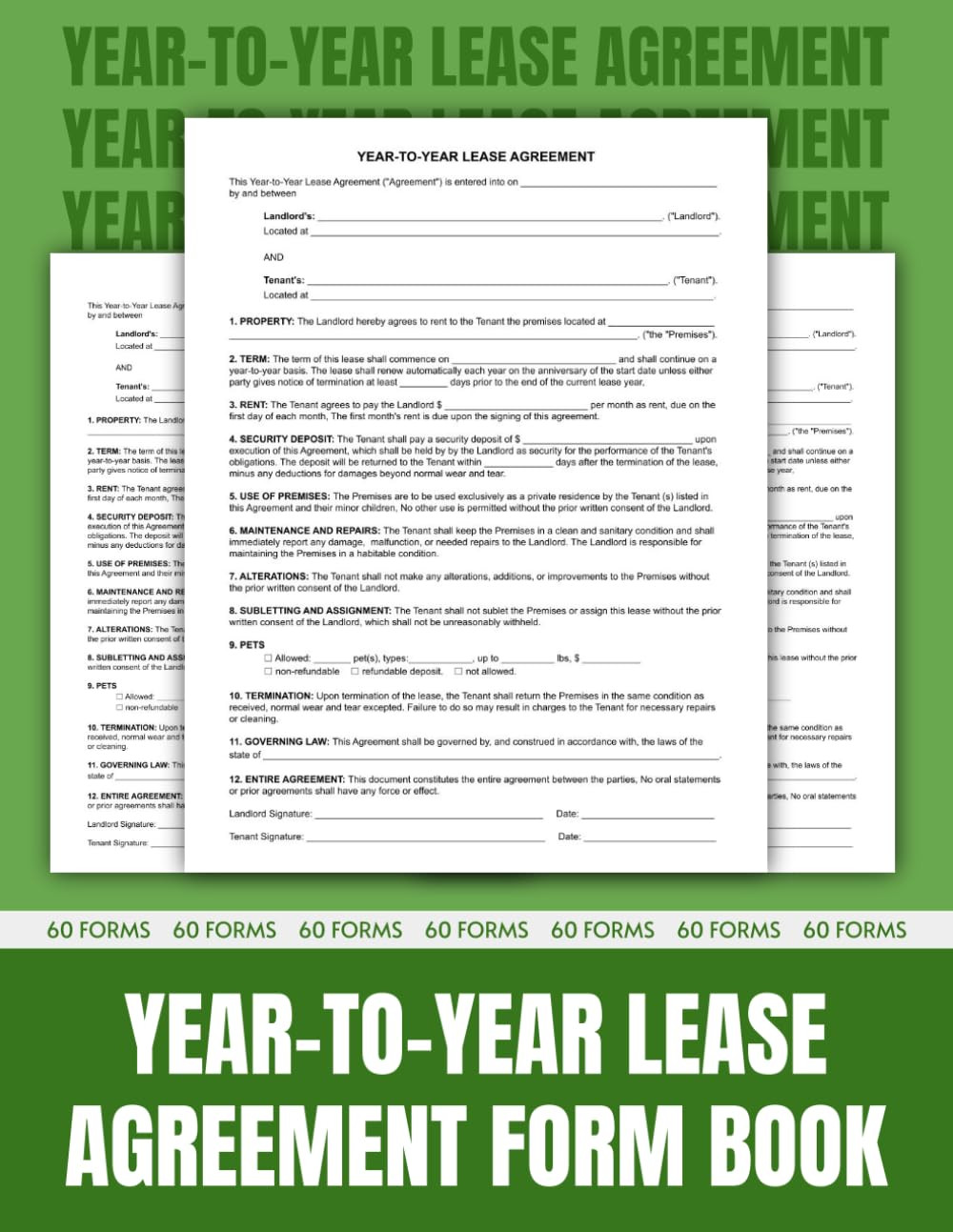 Year-to-Year Lease Agreement Form Book: Comprehensive Legal Forms for Landlords