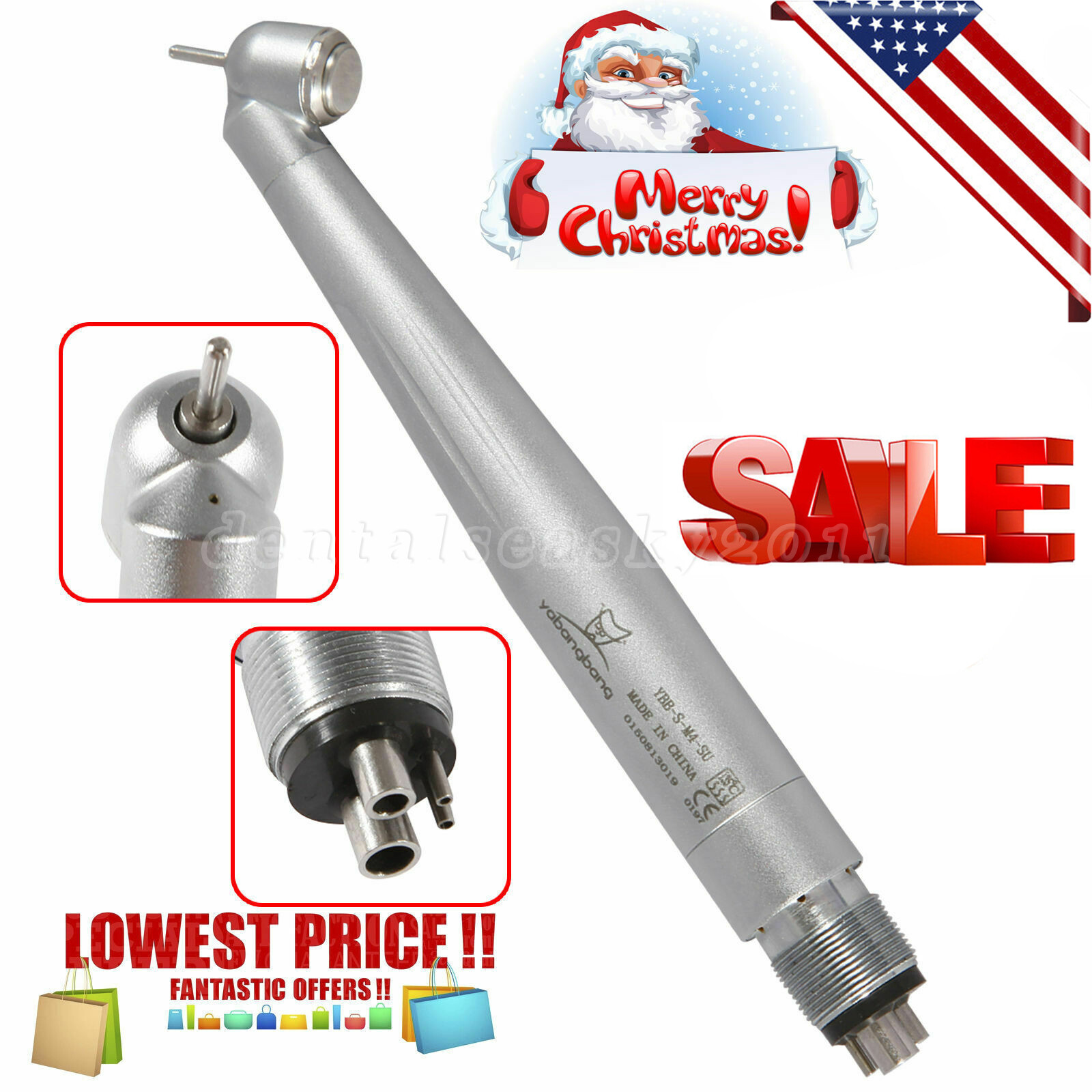 NSK Style Dental 45 Degree Surgical High Speed Handpiece Push Button 4 Holes OR