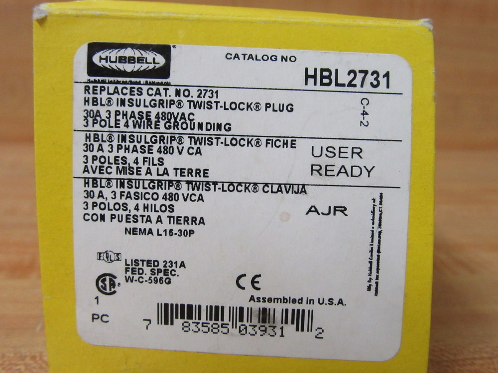 Hubbell HBL2731 Insulgrip Twist-Lock Plug