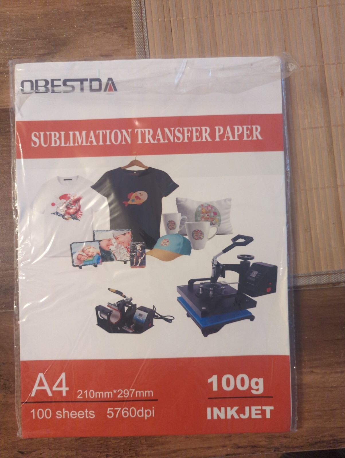 ✅ 100 Sheets A4 Sublimation Paper – 5760dpi Heat Transfer for Inkjet Printers