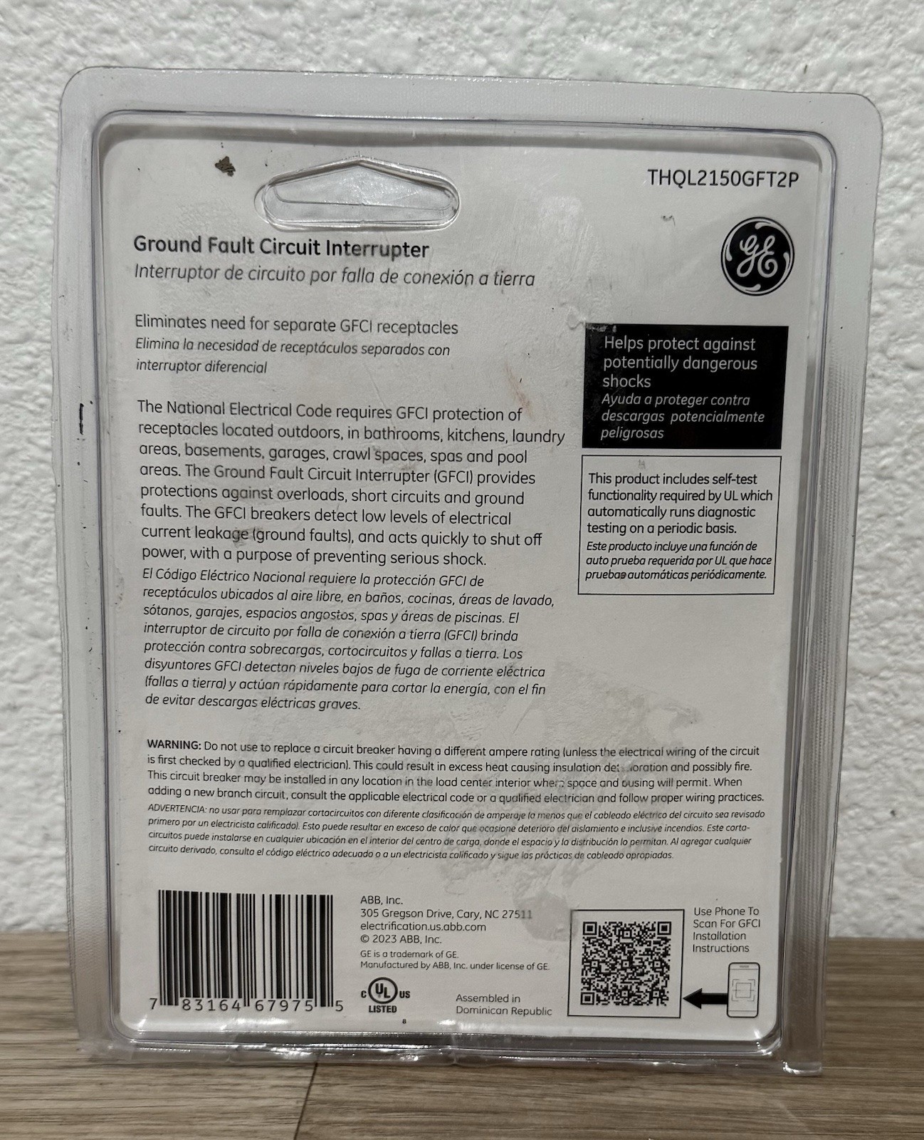 GE 50A Double Pole Ground Fault Circuit Breaker with Self-Test THQL2150GFT2P
