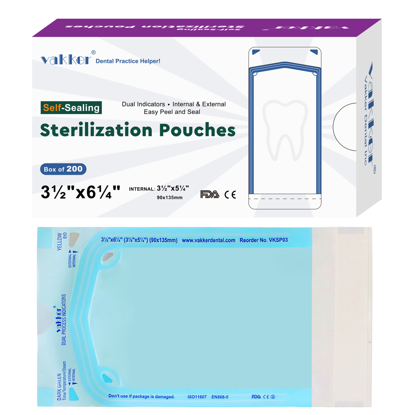 Dental Self Seal Sterilization Pouches Autoclave Sterilizer Bag,Tattoo Nail FDA