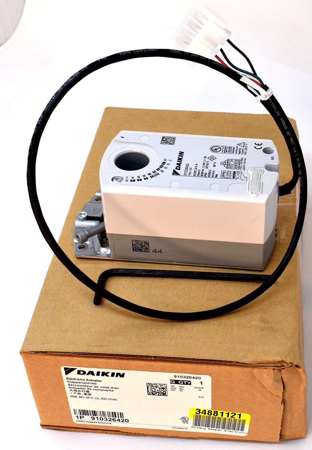 Daikin 910326420 Rotary Damper Electronic Actuator, 24V, NSR, 44 in lbs New