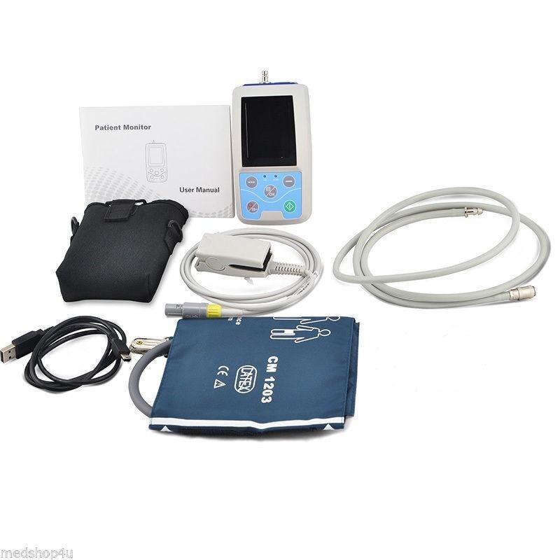24-Hr Ambulatory Blood Pressure & SPO2 Monitor ABPM Holter Recorder Machine