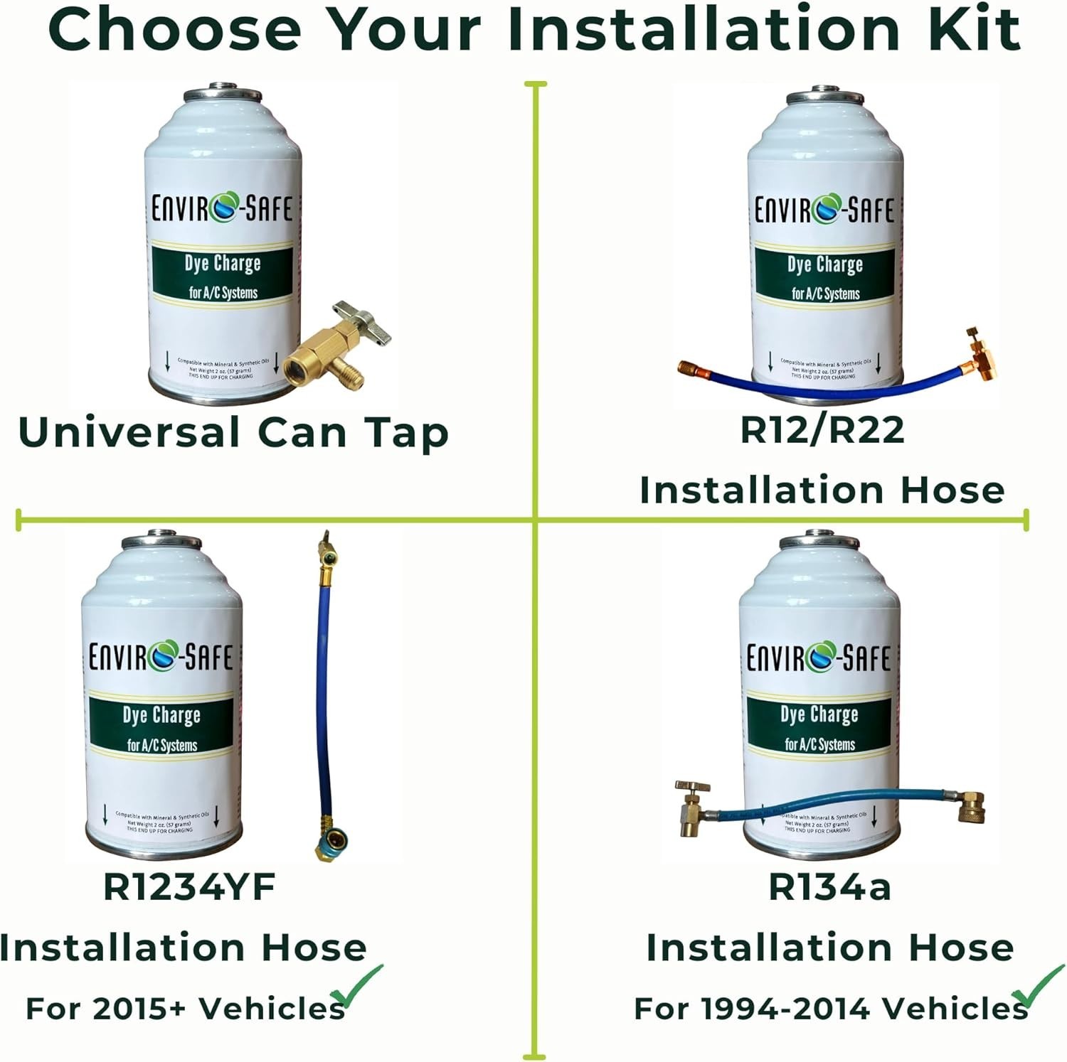 ENVIRO-SAFE UV Dye Charge – Leak Detector (3 Cans) with charging hose