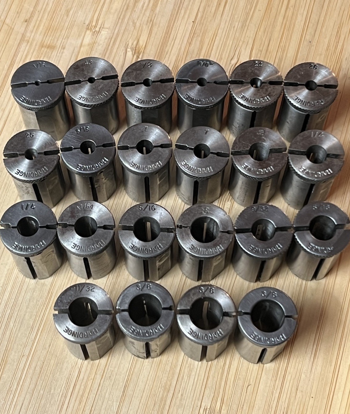 Hardinge HDB-5 drill bushings – 5/8″ OD, many sizes (loc:A2)
