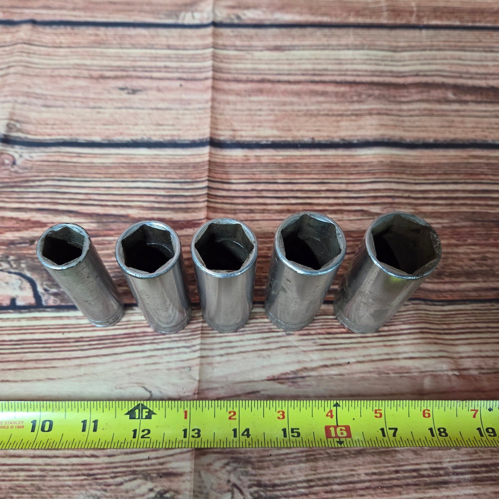 Snap-on 1/2 drive standard deep sockets 5/8,13/16,7/8,15/16,1″ 5 pieces