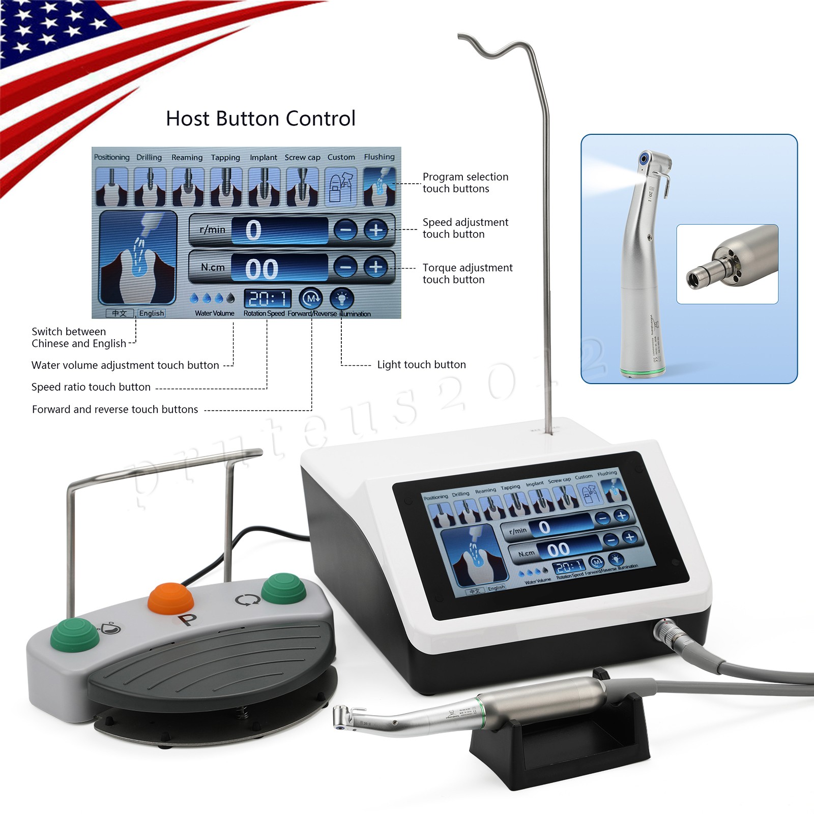 USA Dental LED E-generator High Speed Handpiece Fiber Optic 4 Holes NSK Style