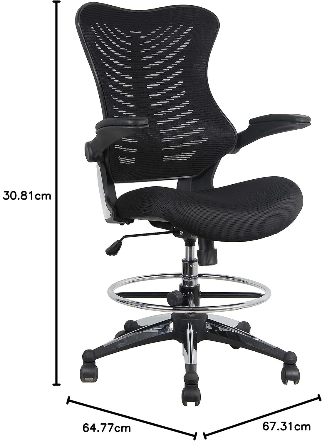 300 Lbs Support Ergonomic Drafting Chair – Adjustable Foot Ring & Cool Mesh Back