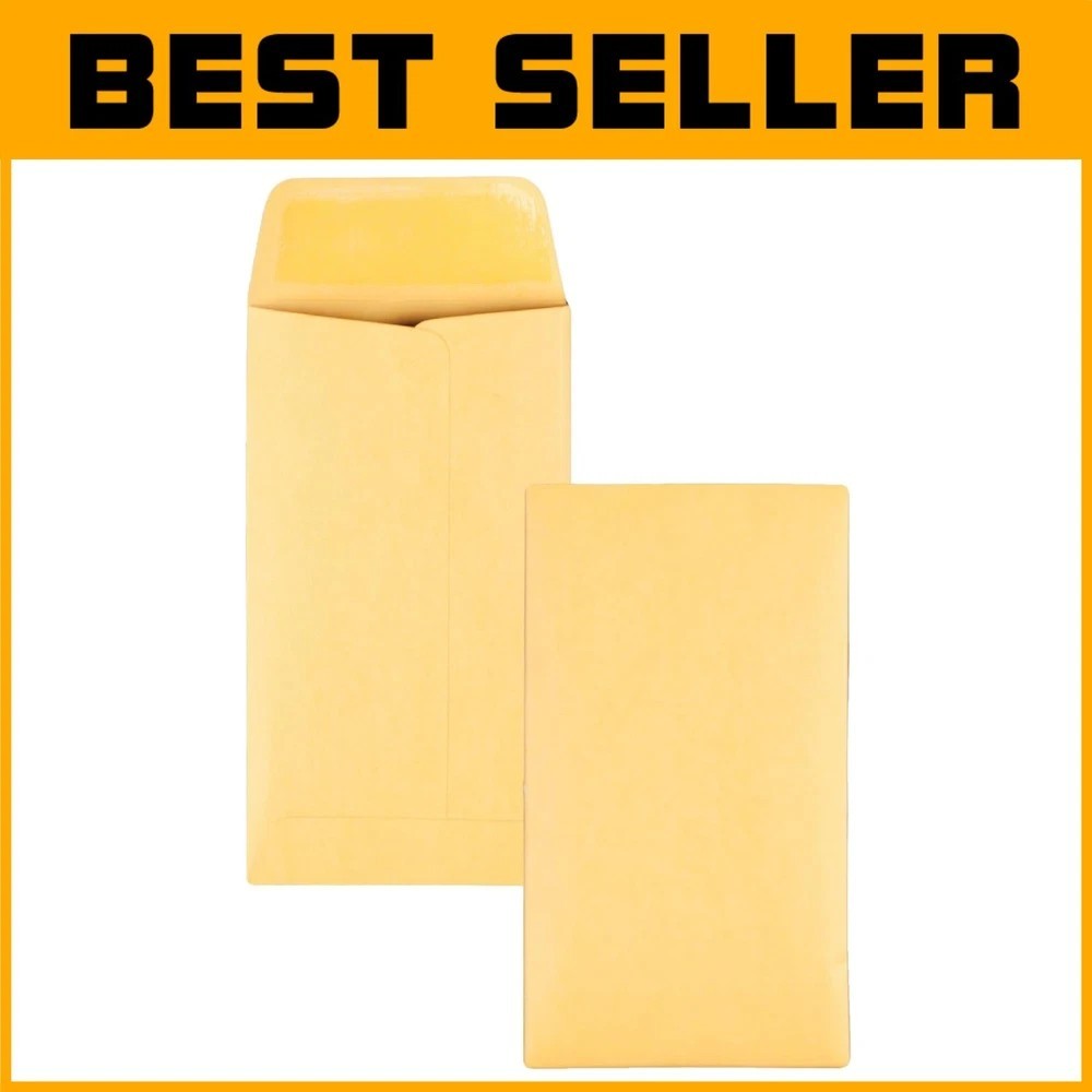 Everyday Use Brown Kraft Coin Envelopes 3 3/8 x 6 – 5 Pack for Crafts & Office