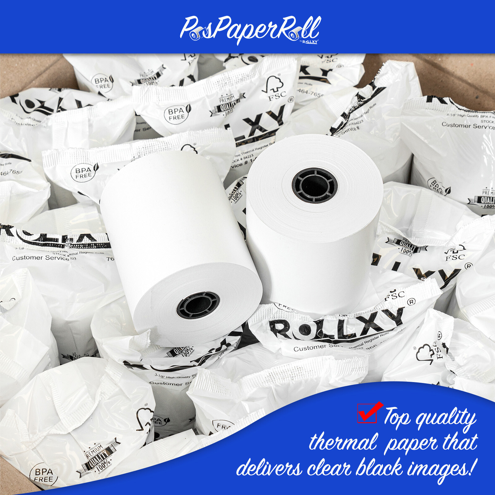 3-1/8″ x 230′ THERMAL POS RECEIPT PRINTER ROLL PAPER BPA FREE USA – 50 ROLLS