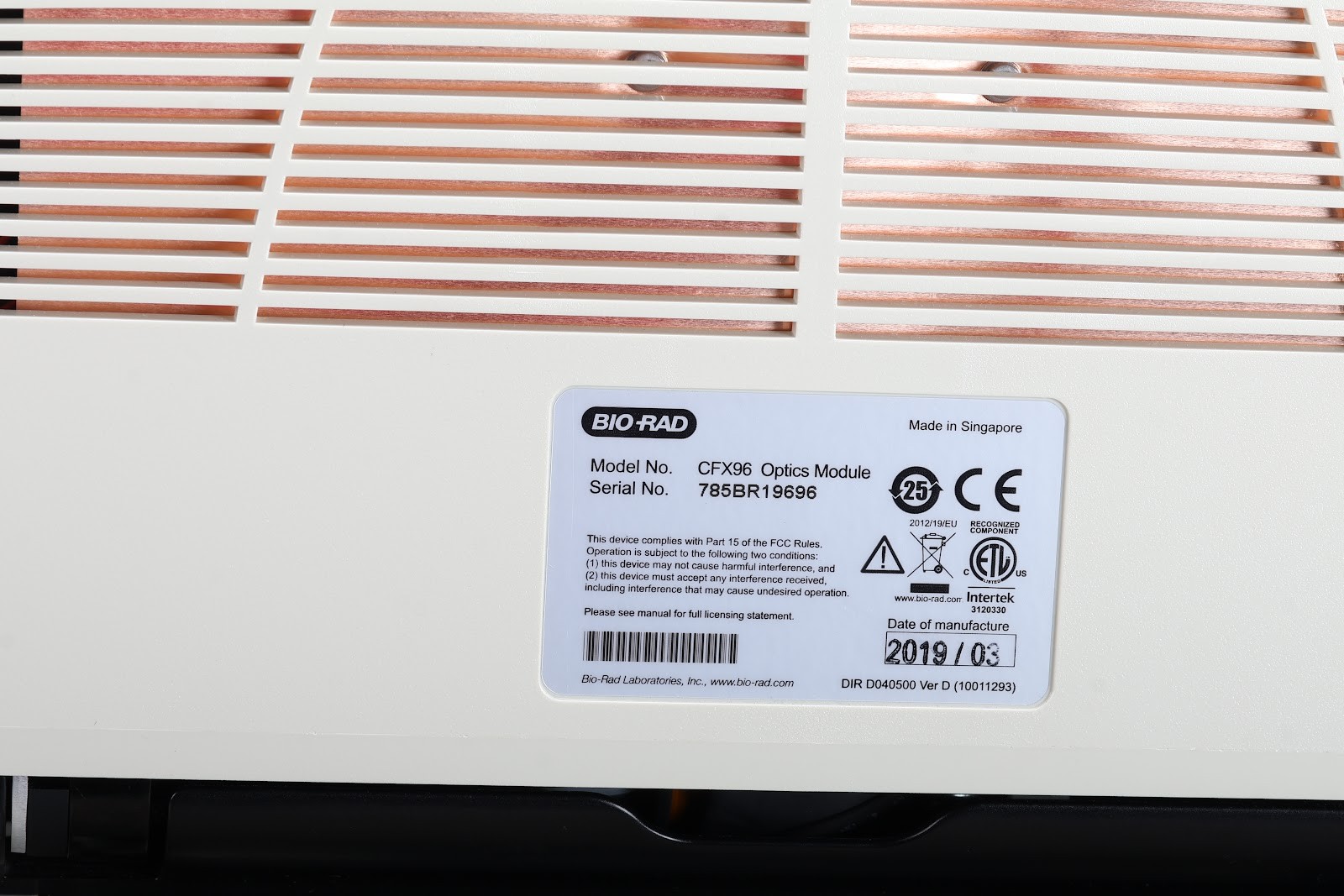 Bio-Rad CFX96 Real-Time PCR Detection System With C1000 Touch Thermal Cycler