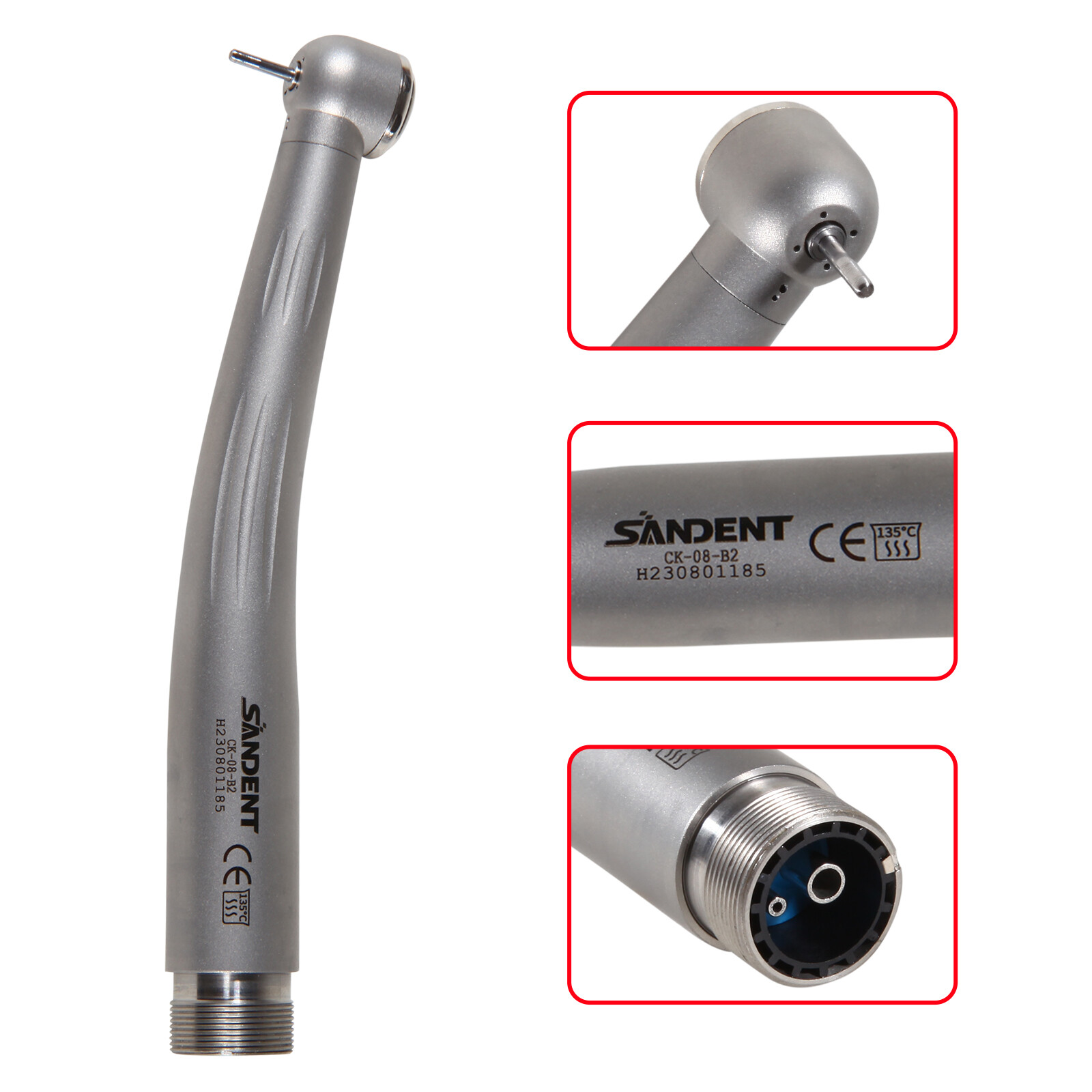 Dental High Speed Handpiece Ceramic Bearing Push Button 2 Holes Single Way Spray