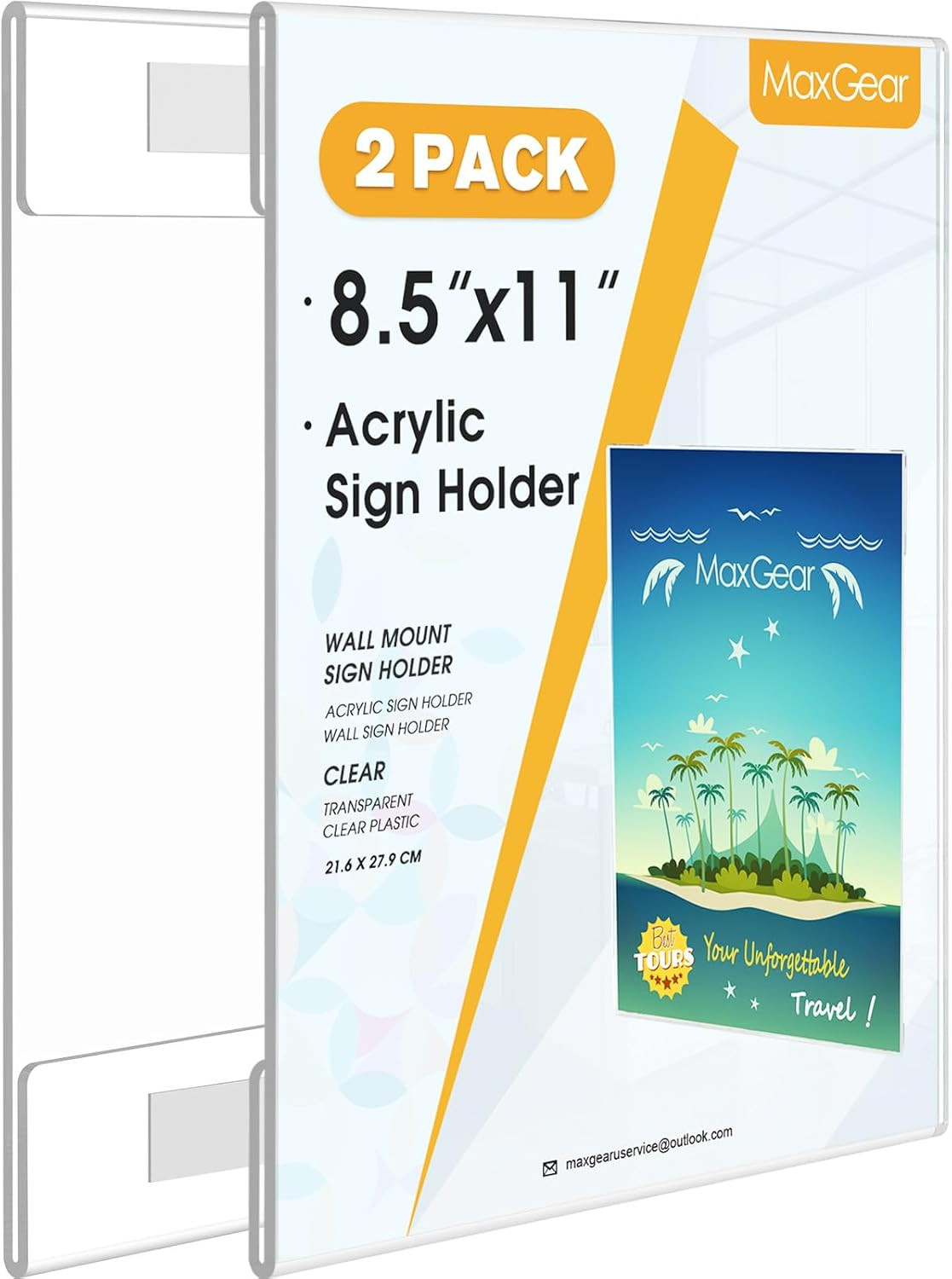 Acrylic Sign Holder 8.5 X 11 Wall Mount Clear Plastic Sign Holders with Double-S
