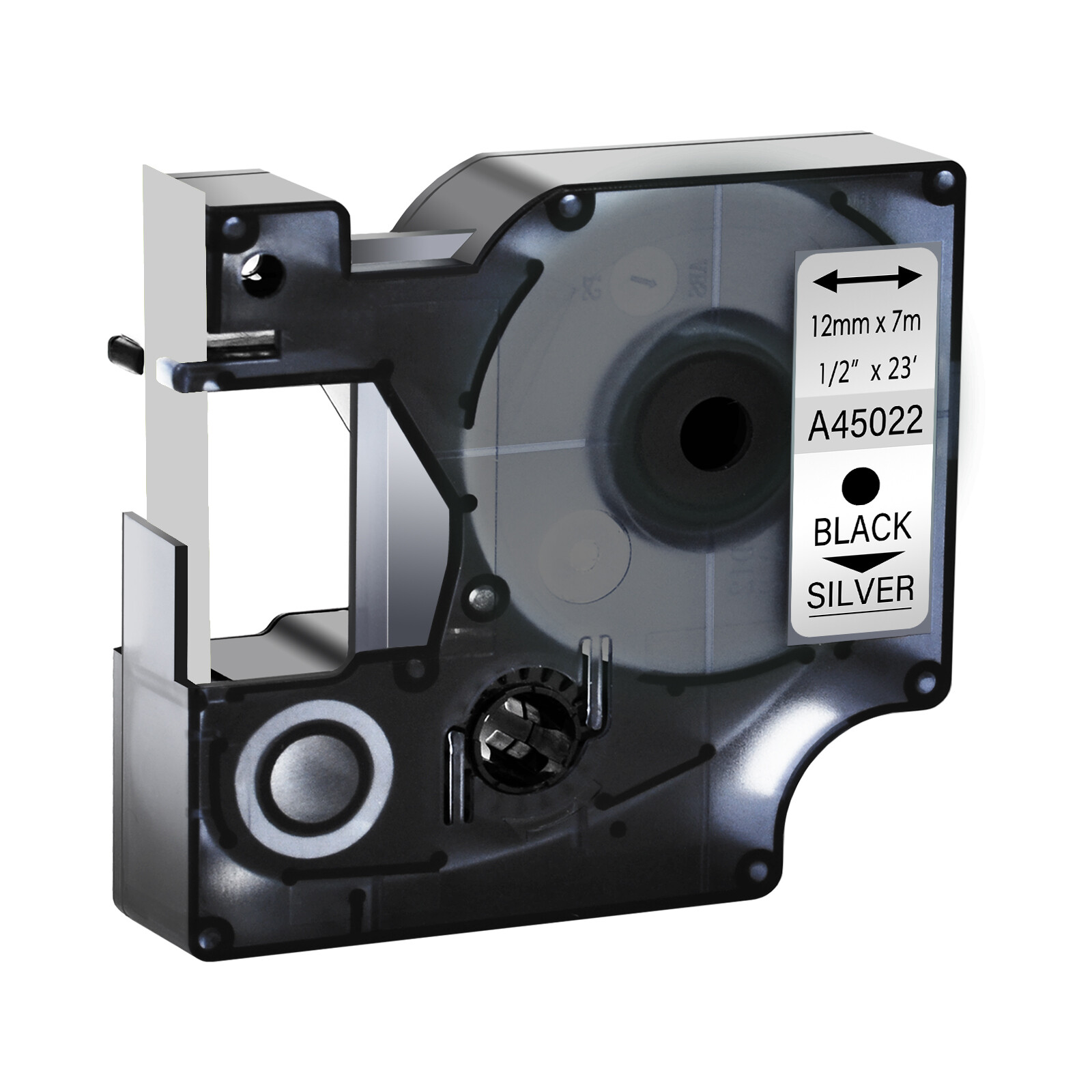 4PK 12mm Black on Silver DYMO D1 45022 LabelManager 100 200 300 Label Tape 0.47″