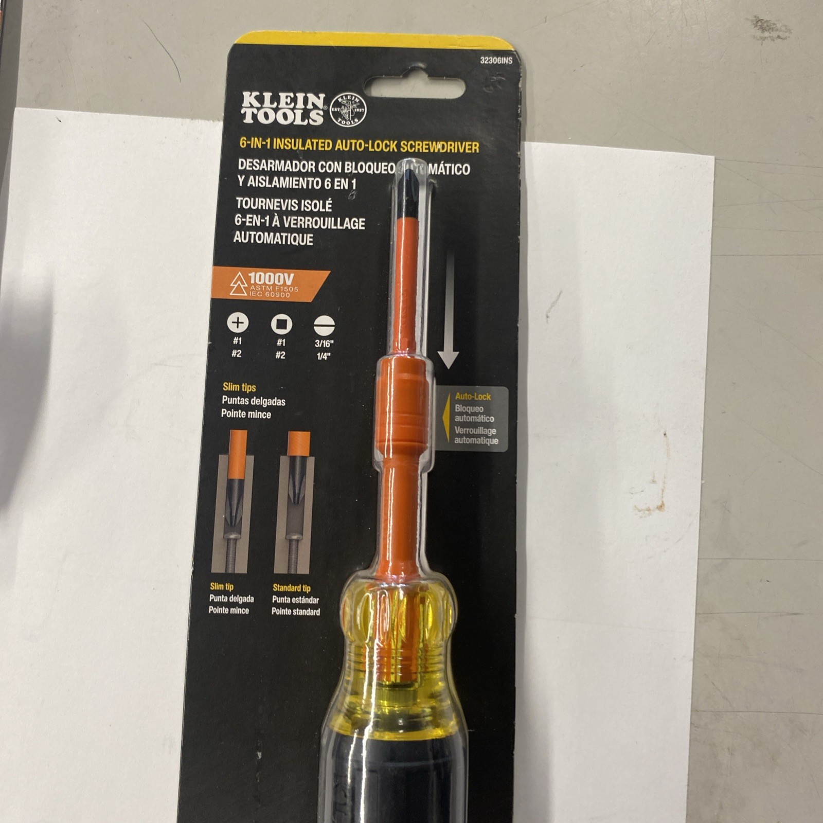 Klein Tools 32306INS 6-in-1 Insulated Auto-Lock Screwdriver