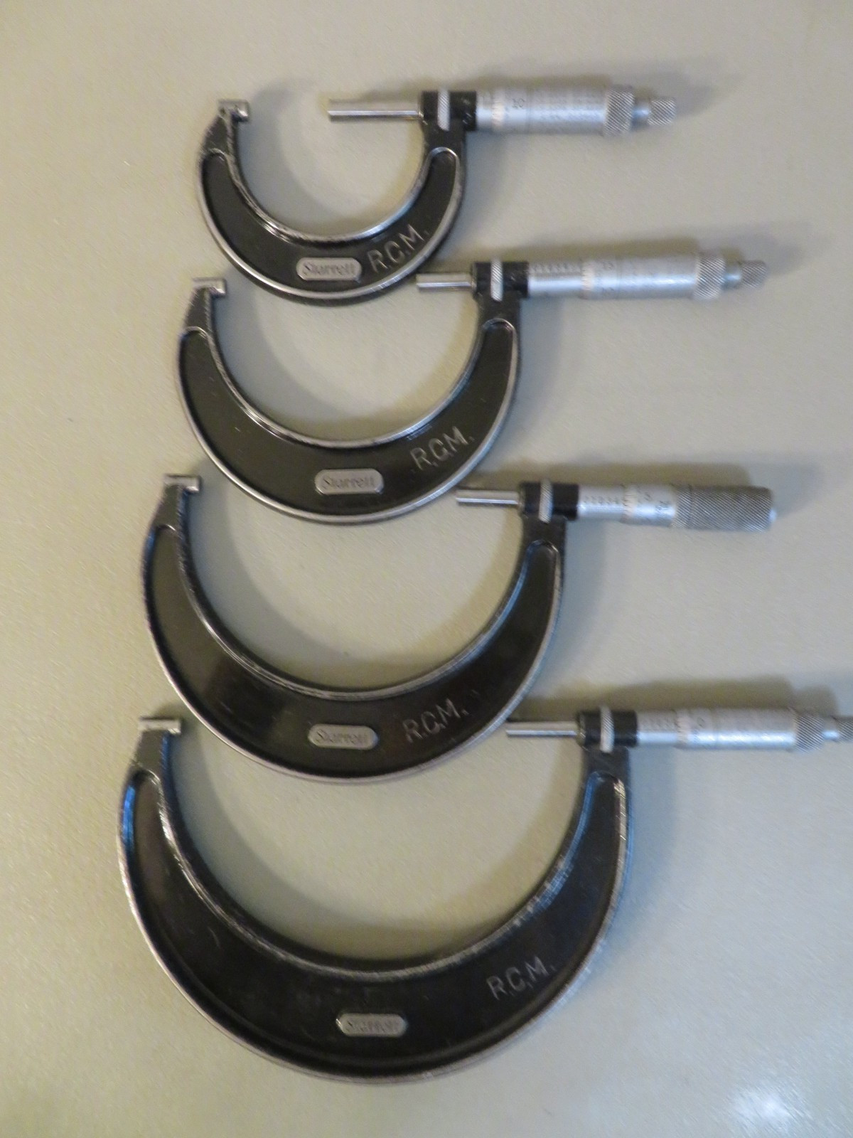 4 – STARRETT No. 436 Outside Micrometer 5in, 4in, 3in, 2in