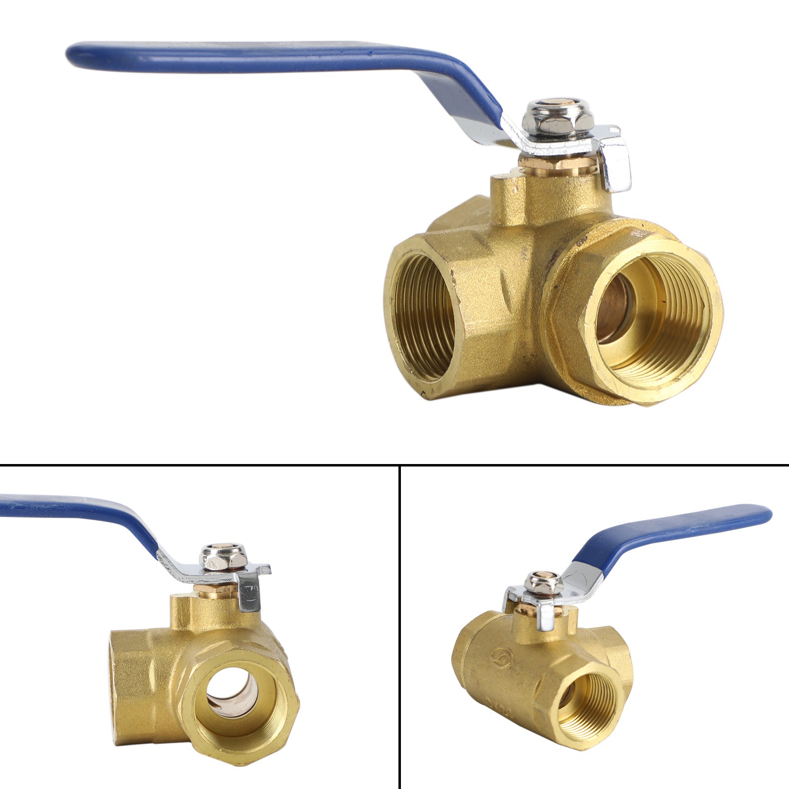 🚀G3/4″ 3 Way Ball Valve Three T Port Brass Female Type For Water Oil And Gas