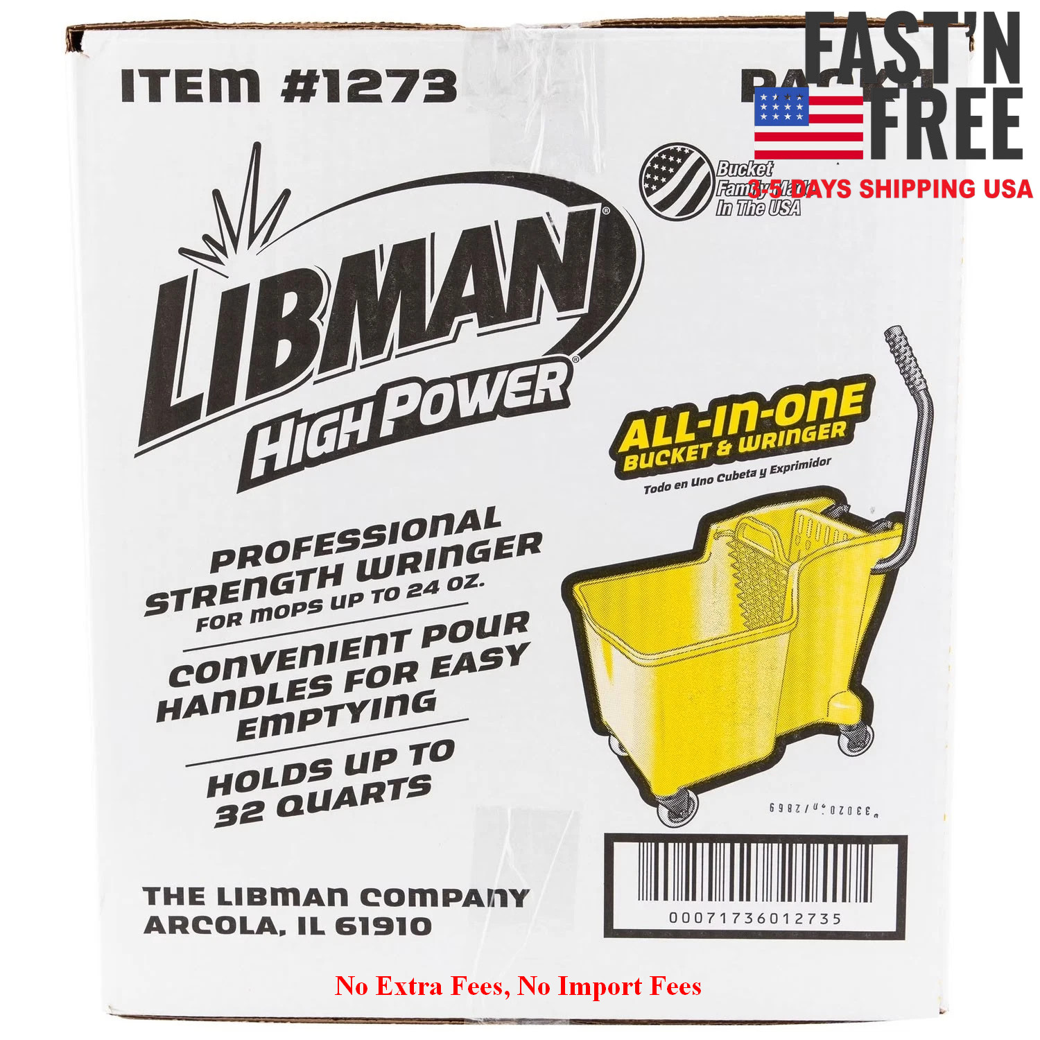 Libman 32 Quart Yellow Polypropylene Bucket Wringer With Steel Handle New, NEW