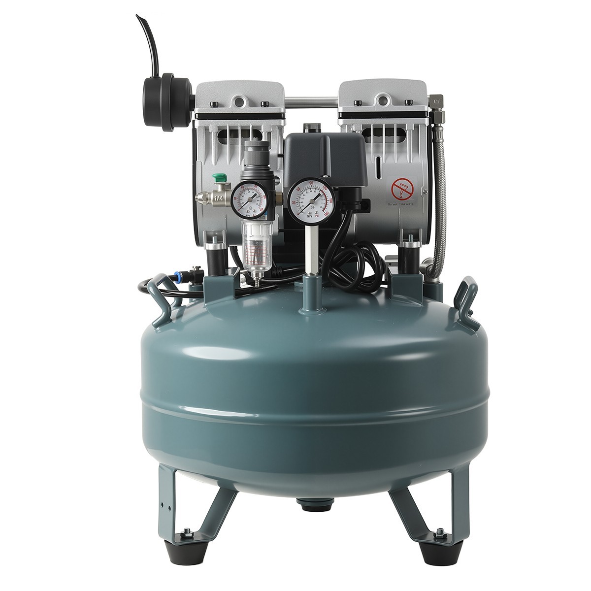 24L Portable Dental Mobile Silent Oil-Free Air Compressor Tank DUAL-Pressure