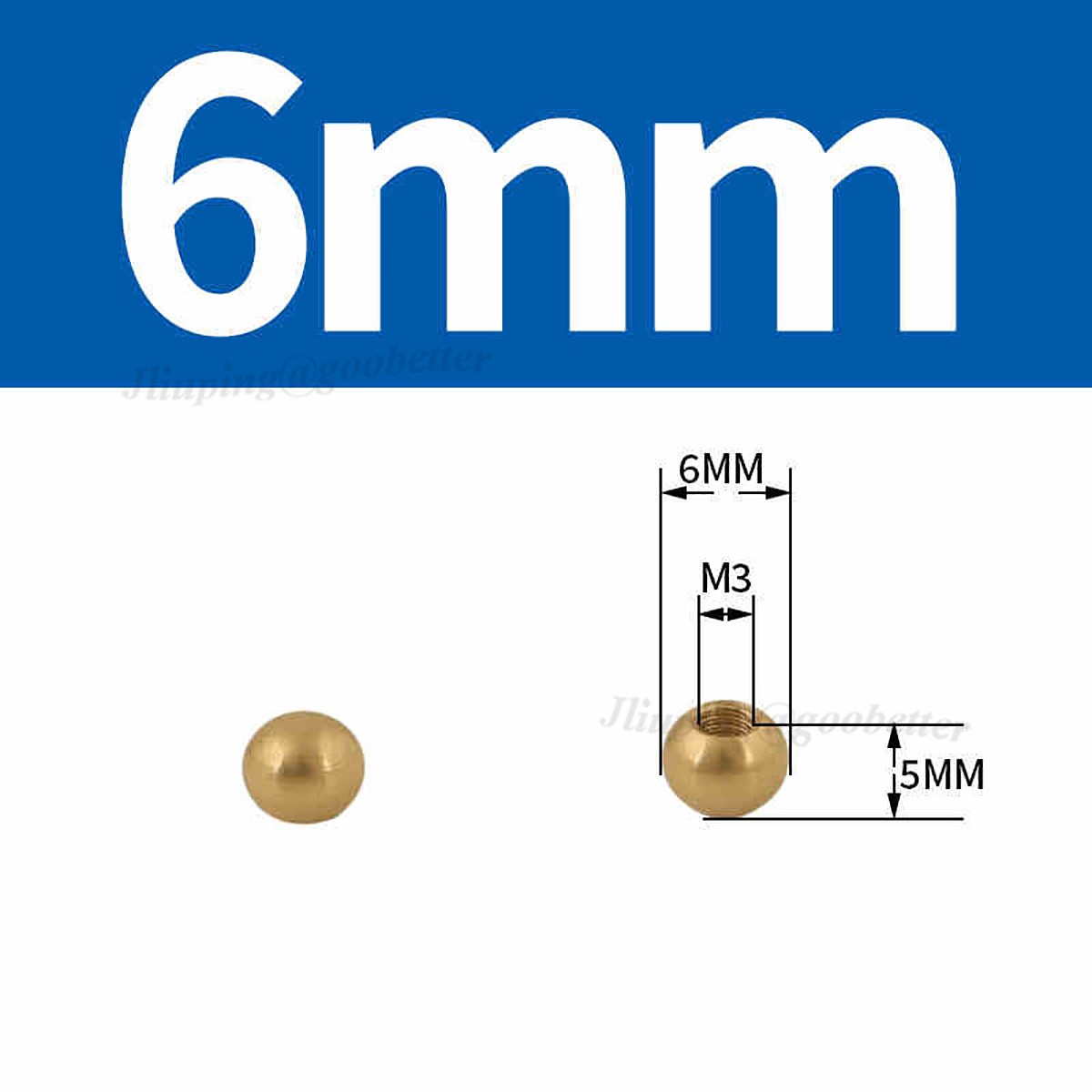 Brass Ball Nuts Lamp/Chandelier Ball Cap/Finial Dia 6-25mm Female Thread M3-M12