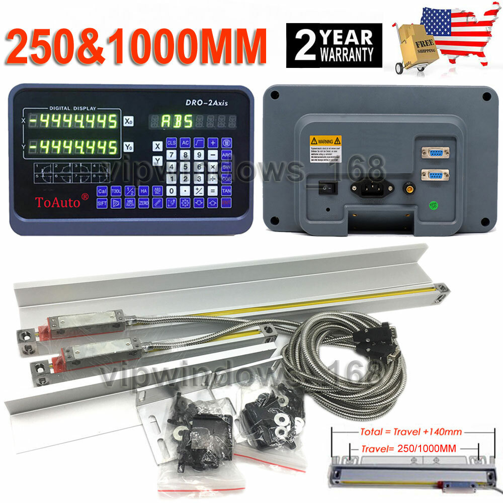 TOAUTO 10» 40» Linear Scale 2 Axis DRO Display 5um Digital Readout US Stock