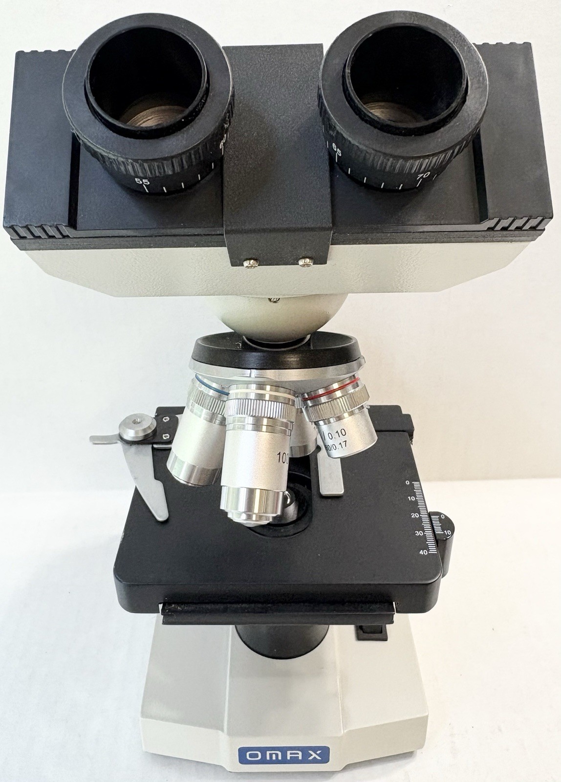 OMAX M82E Binocular Compound Microscope LED Mechanical Stage 4X 10X 40X 100X