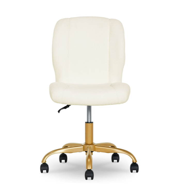 Boucle Armless Office Chair Cream for Adults Teens Home Office