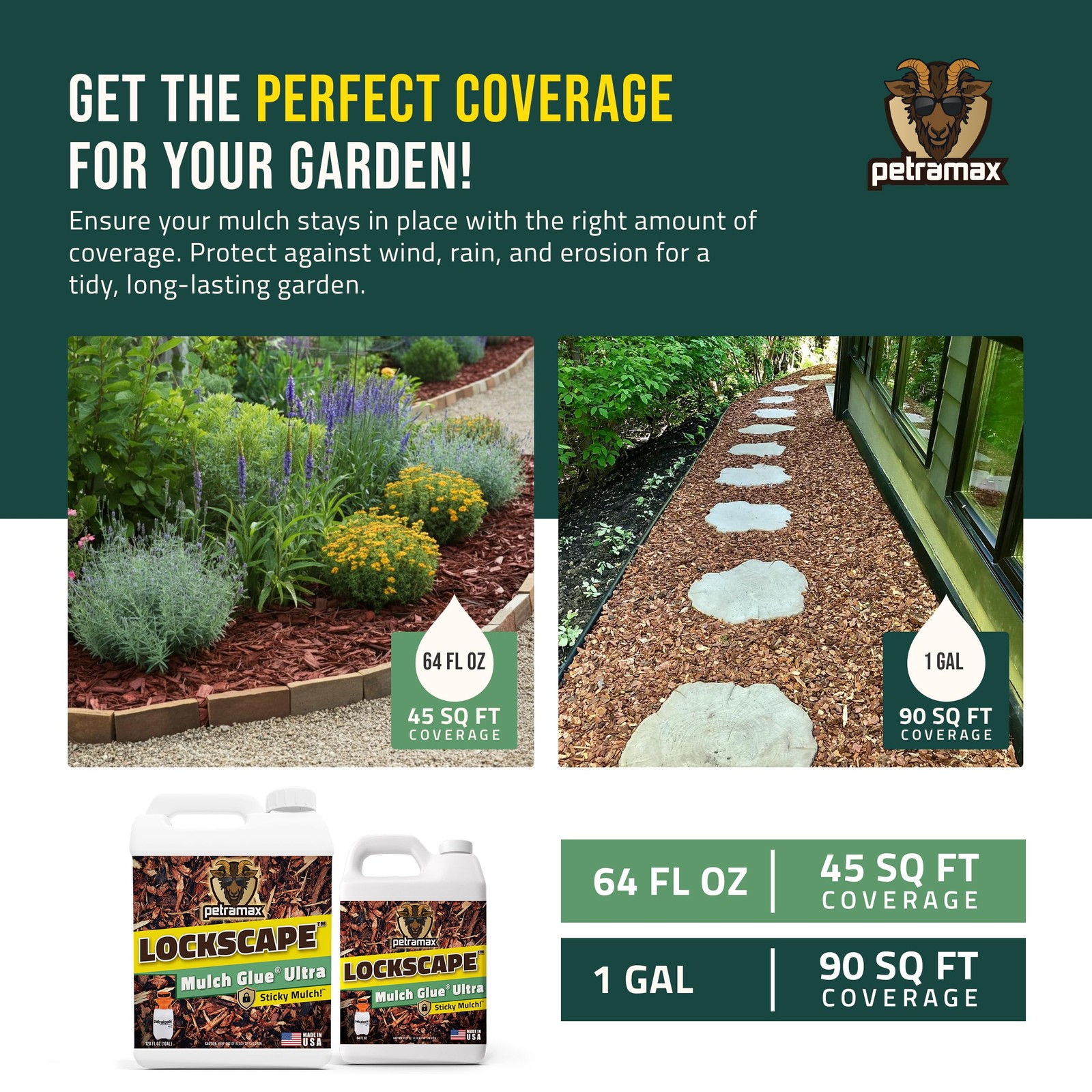 Lockscape Sticky Mulch Glue for Landscaping 1 Gallon – Lasts Up to 2 Years,